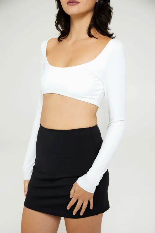 Smooth Long Sleeve Crop Top in Ultra White sold by FIND ME NOW