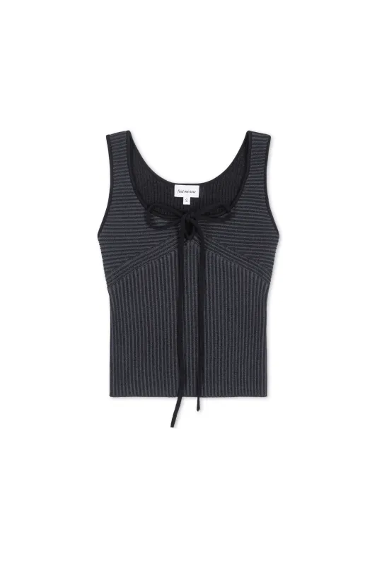 Acacia Knit Tie Tank Top in Black sold by FIND ME NOW