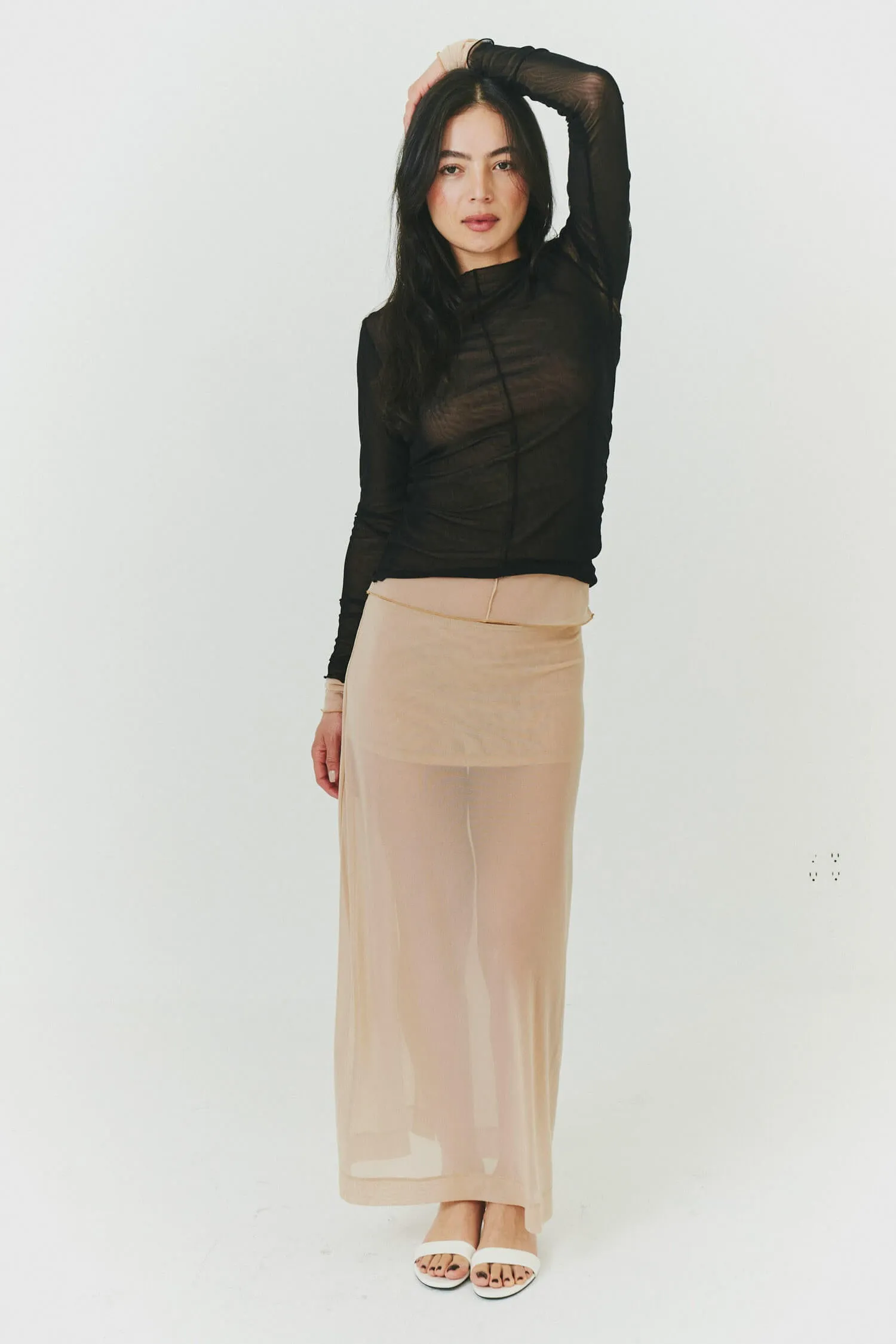 Korean Power Mesh Midi Skirt sold by FIND ME NOW product image thumbnail 2