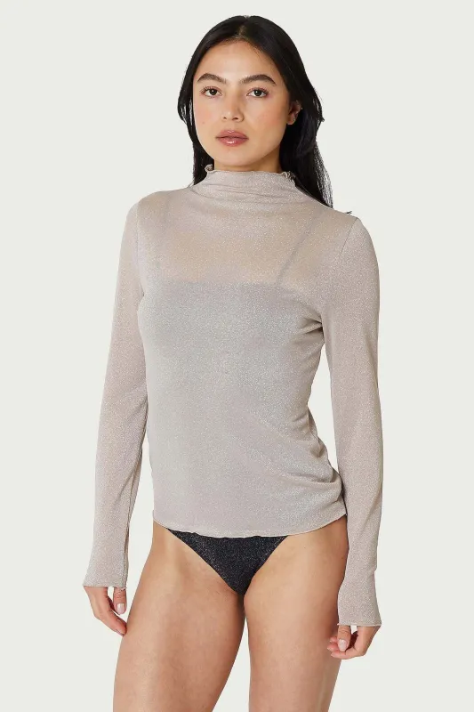 Light Lurex Mock Neck Top sold by FIND ME NOW
