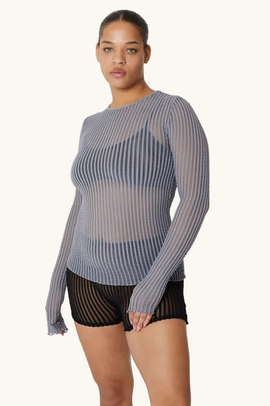 Addison Mesh Long Sleeve Top in Slate Grey sold by FIND ME NOW
