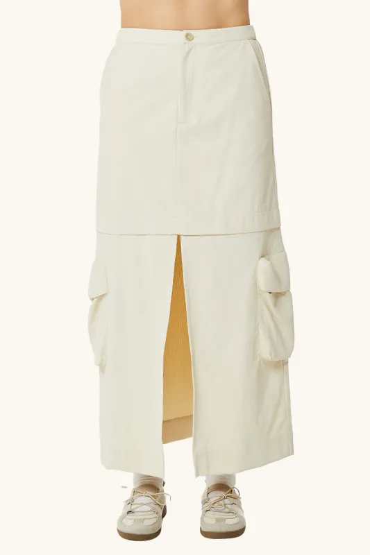 Owen Cargo Midi Skirt in Cloud sold by FIND ME NOW