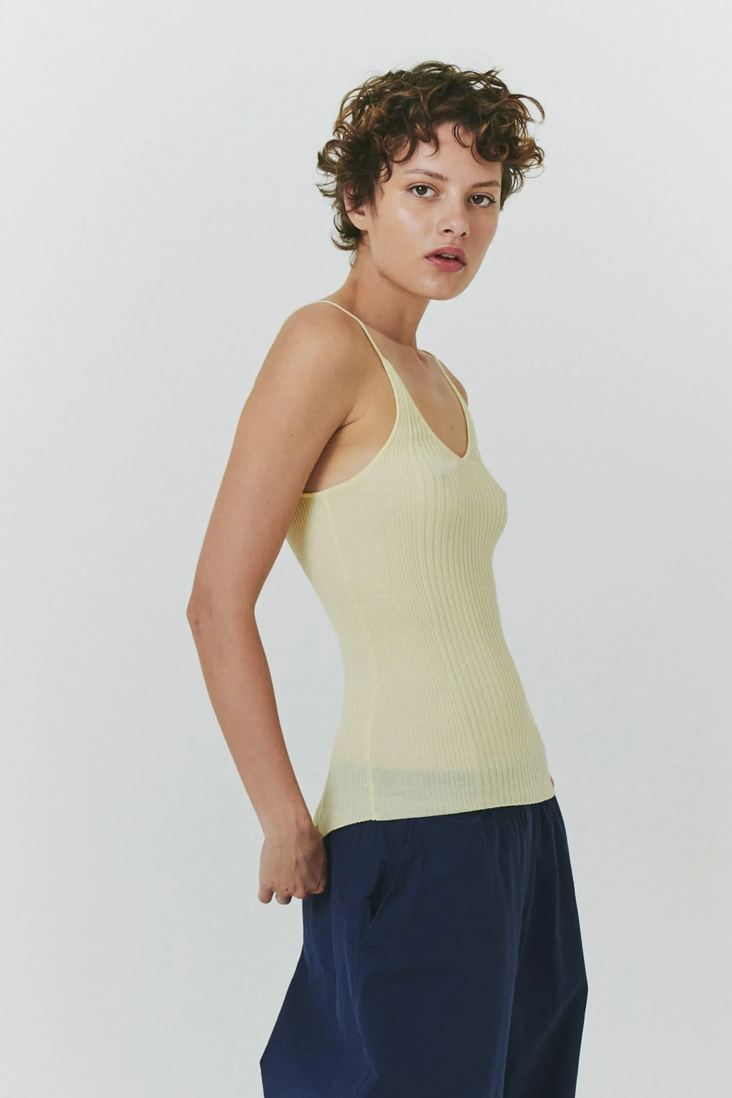 Light Weight Vary Rib Knit Tank in Butter sold by FIND ME NOW
