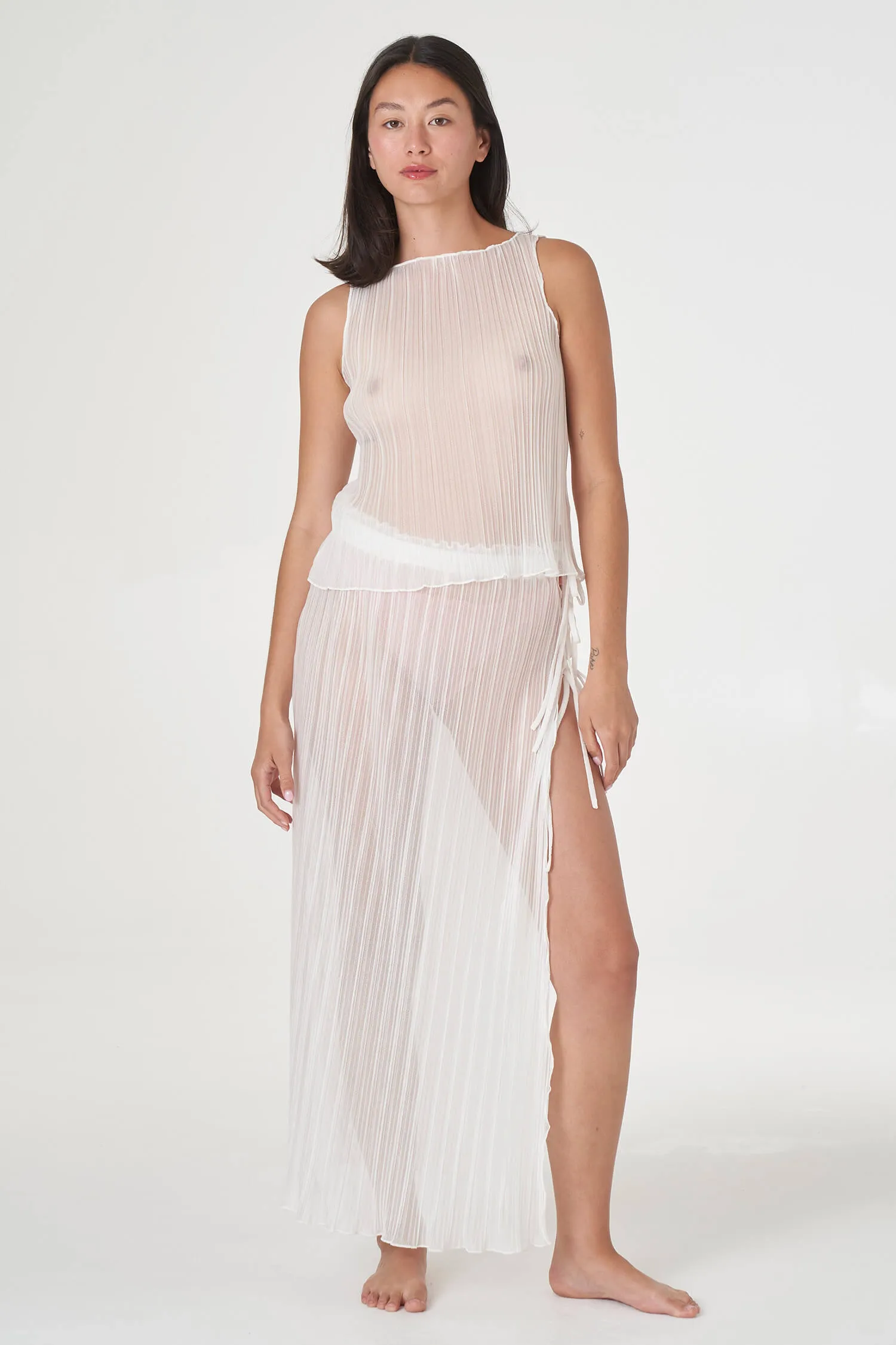 Pleated Light Lurex Ruched Midi Skirt sold by FIND ME NOW product image thumbnail 3