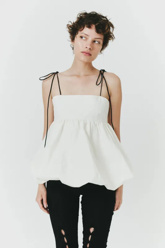 Lily Bubble Spaghettie Strap Tank in White sold by FIND ME NOW