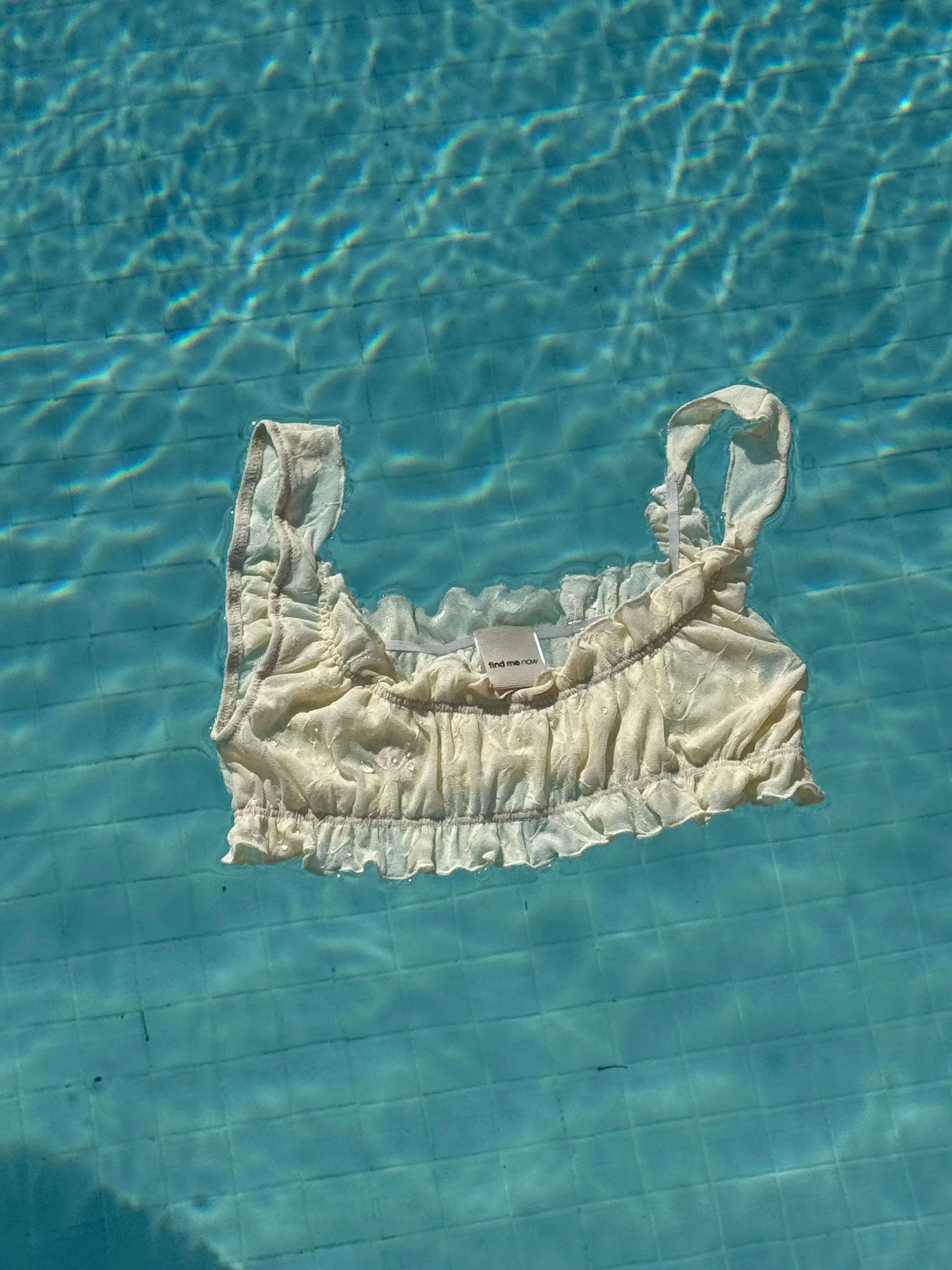 Mariposa Ruffle Bralette in Cloud sold by FIND ME NOW