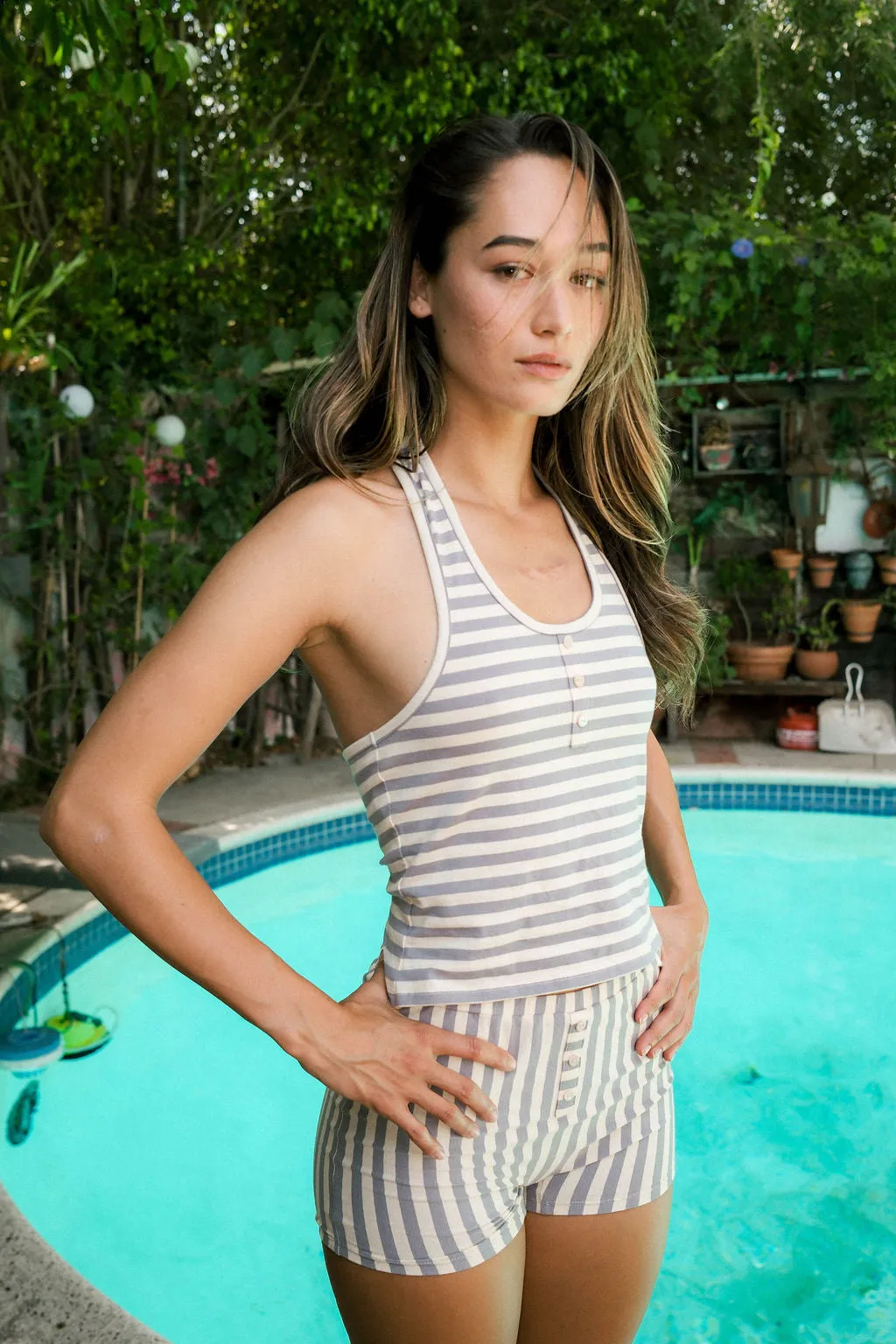 Button Halter Top in Seaside Stripe sold by FIND ME NOW product image thumbnail 2