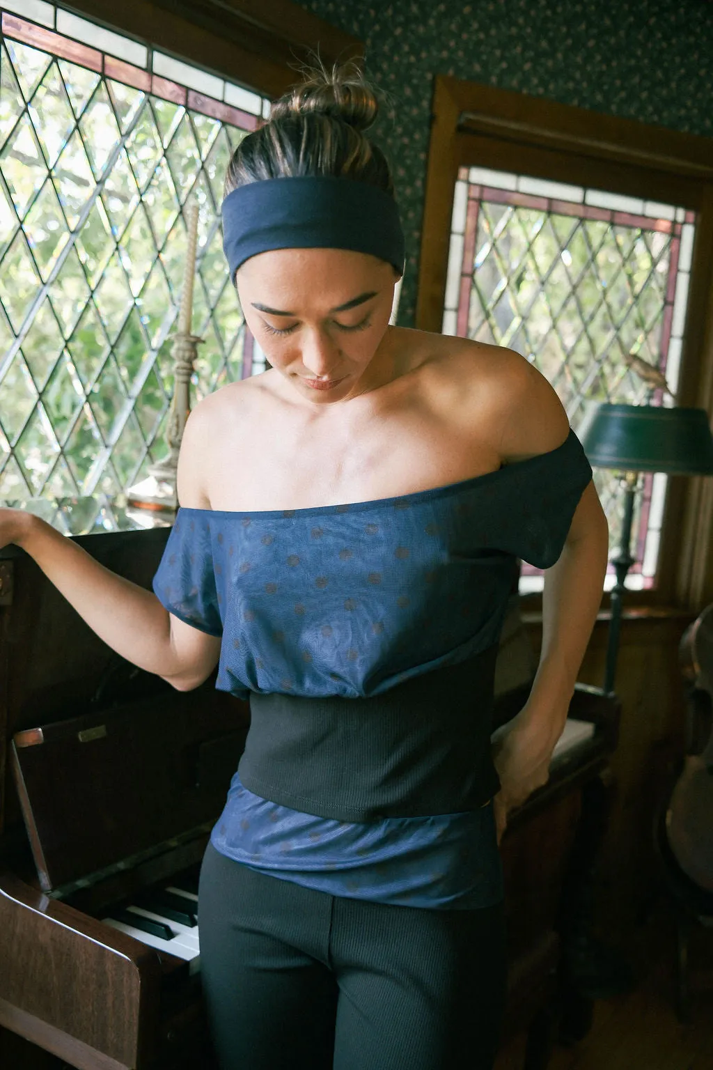 SORI TOP IN SAILOR POLKA BLACK sold by FIND ME NOW