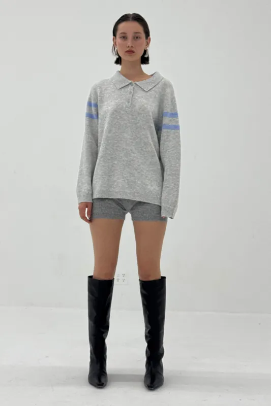 Recycled Knit Stripe Oversized Polo Sweater sold by FIND ME NOW