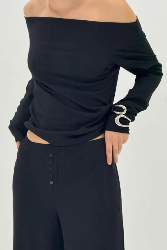 Long Sleeve Open Shoulder Top sold by FIND ME NOW
