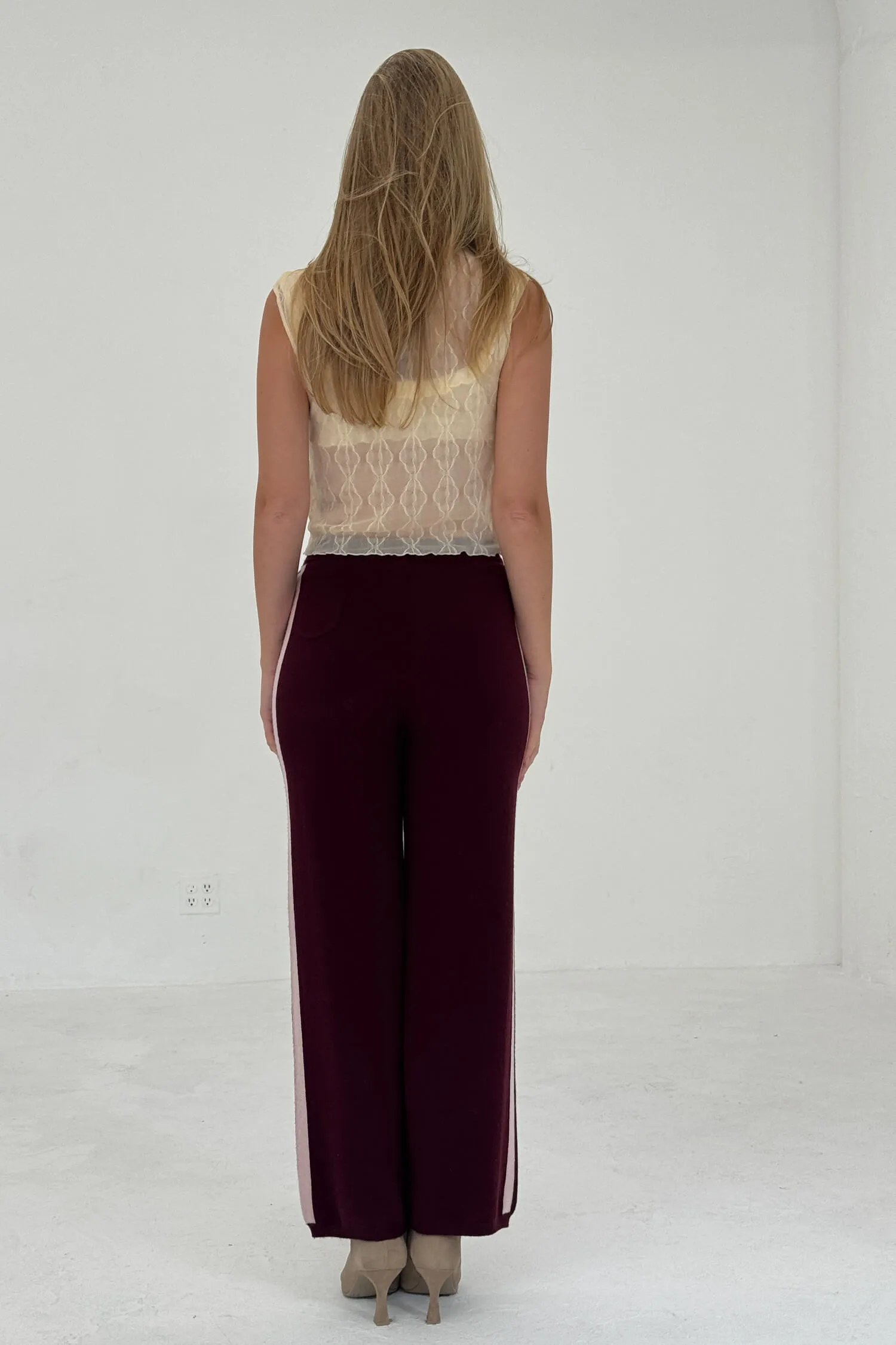 CASHMERE WOOL STRIPE WIDE-LEG PANT IN RASPBERRY sold by FIND ME NOW product image thumbnail 5