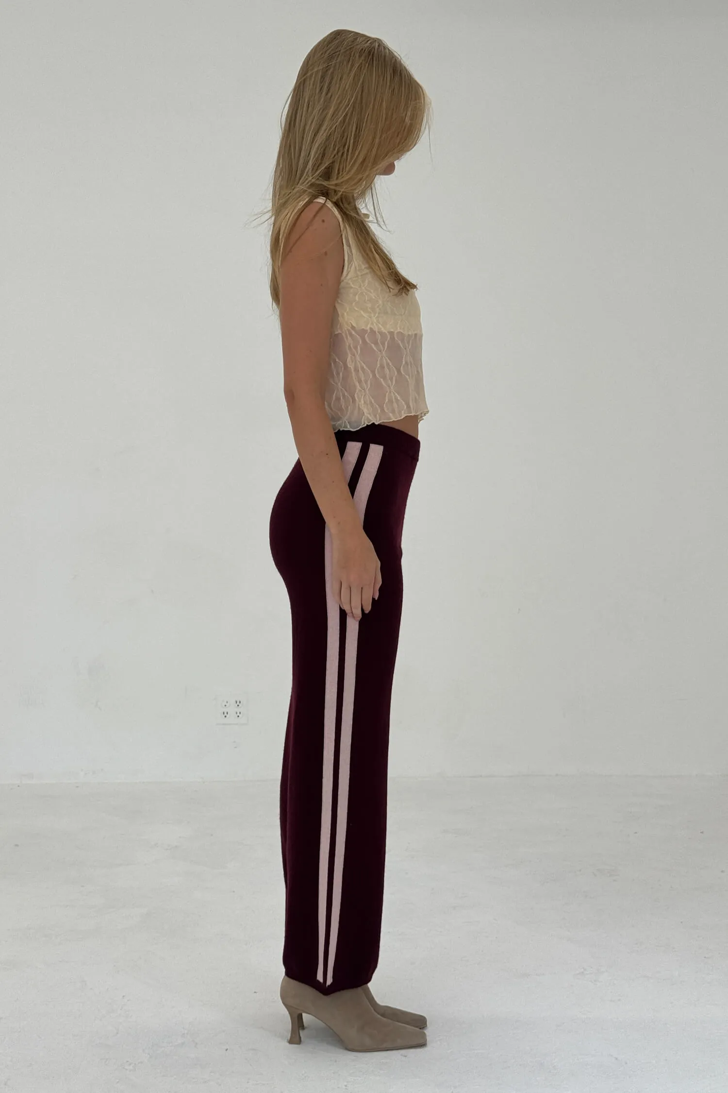 CASHMERE WOOL STRIPE WIDE-LEG PANT IN RASPBERRY sold by FIND ME NOW product image thumbnail 4