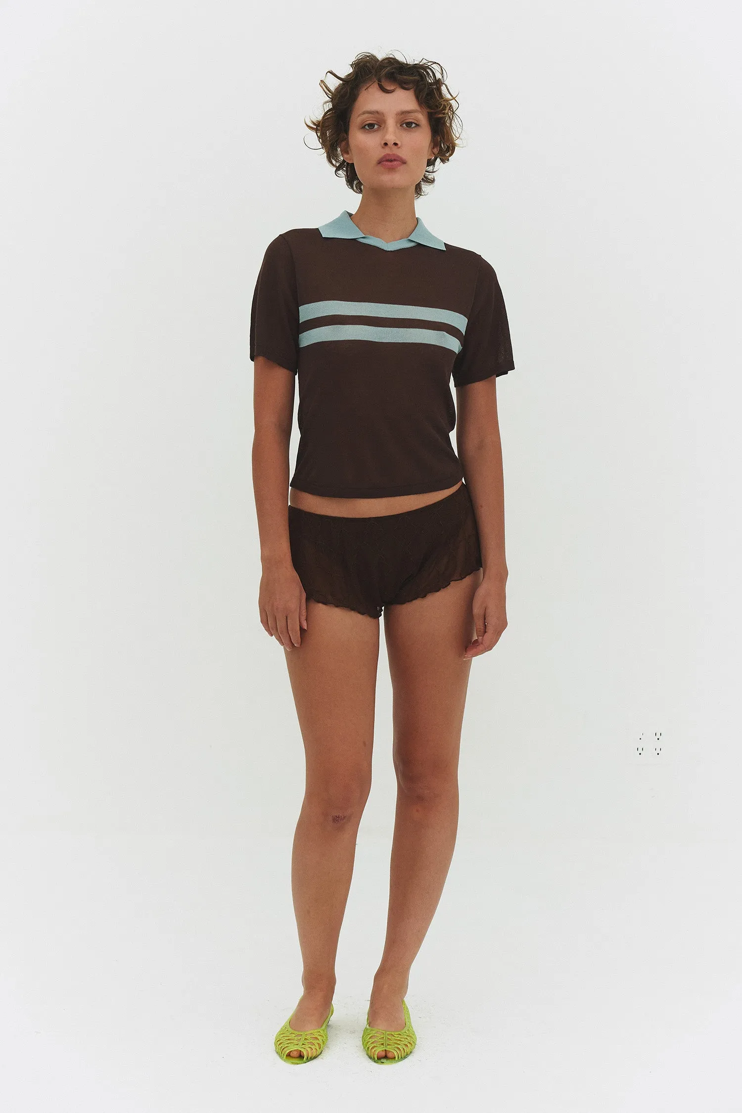 ARACI KNIT POLO TOP IN COCOA CREAM sold by FIND ME NOW product image thumbnail 3