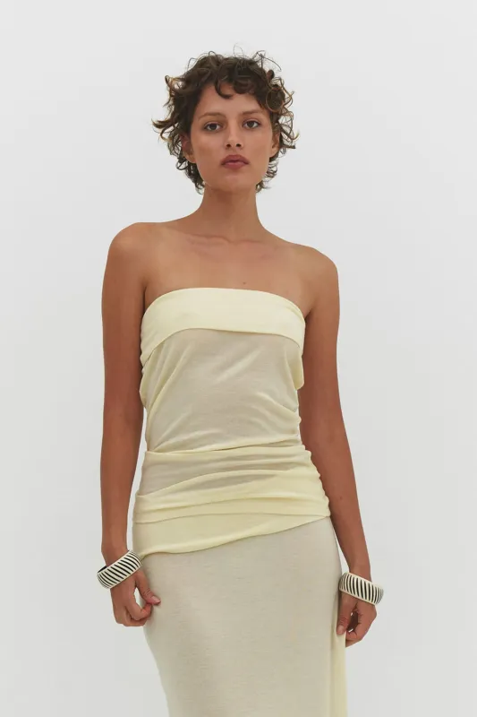 NARA TUBE TOP IN BUTTER sold by FIND ME NOW