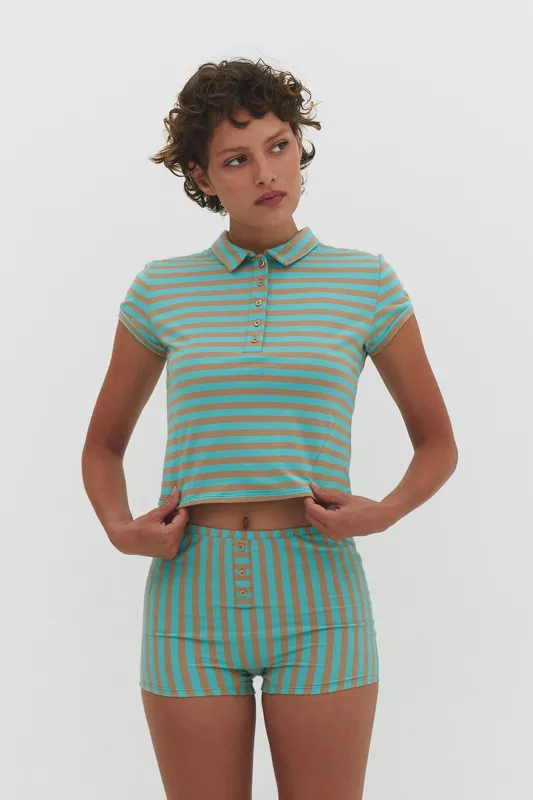 CARMO POLO TEE IN MINT AND MOCHA made by FIND ME NOW