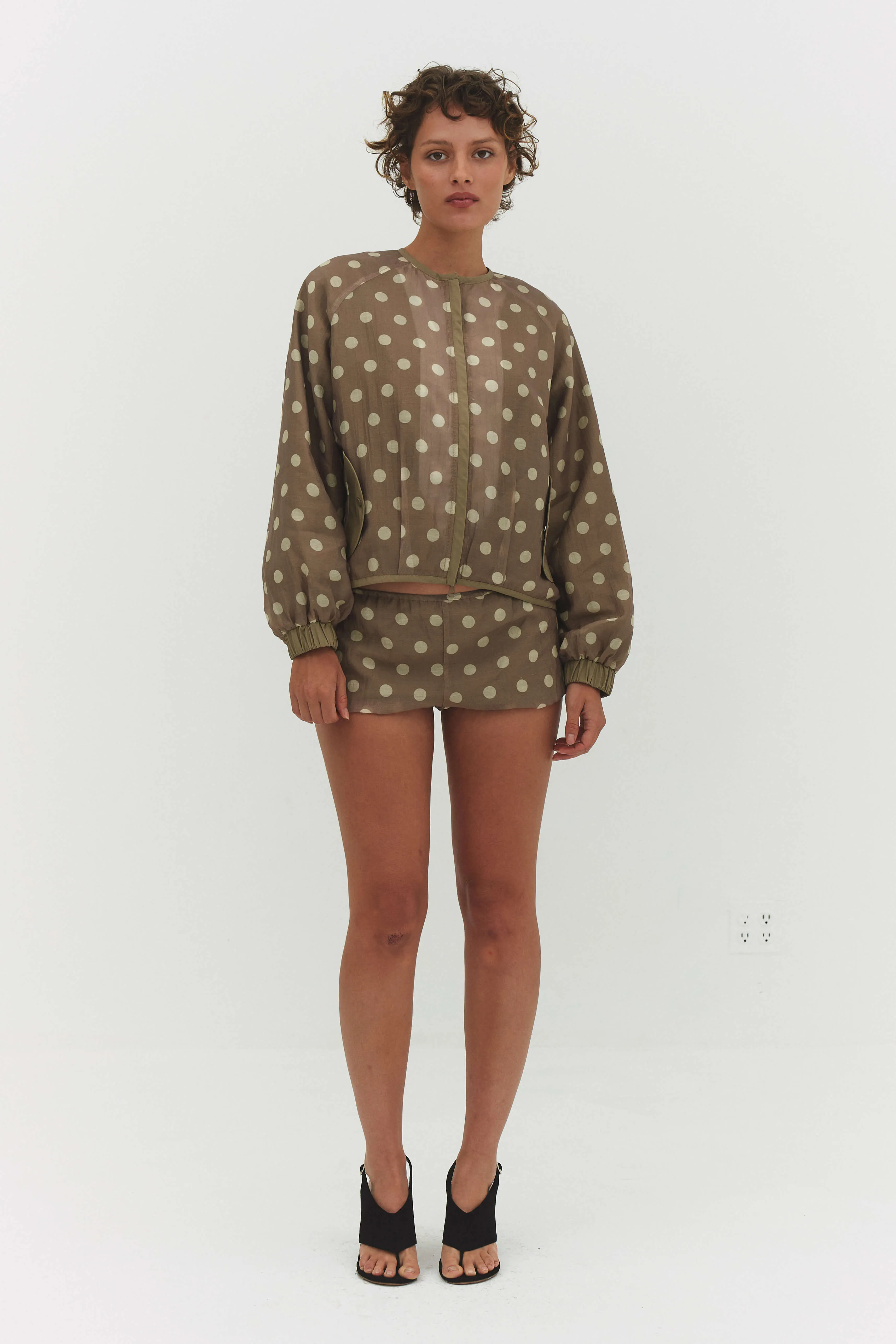 FABIO VOILE JACKET IN CREAM AND MOCHA sold by FIND ME NOW