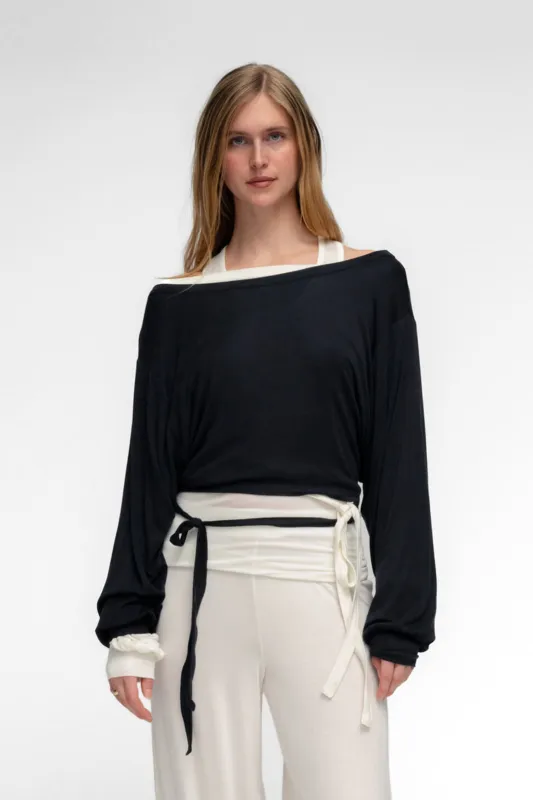 BALLERINA TIE TOP IN CHARCOAL made by FIND ME NOW