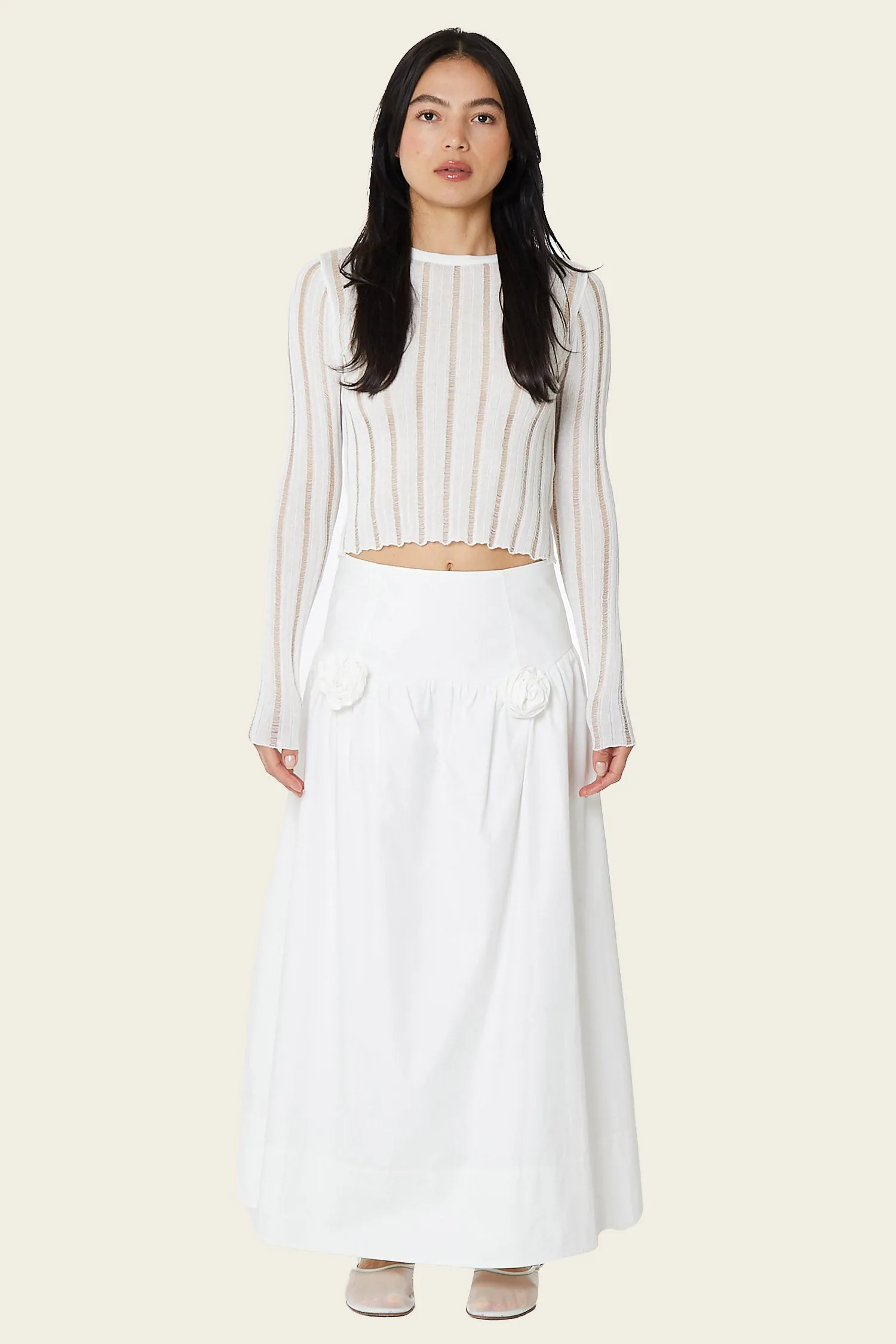 Tamia Pleated Skirt in Bone sold by FIND ME NOW