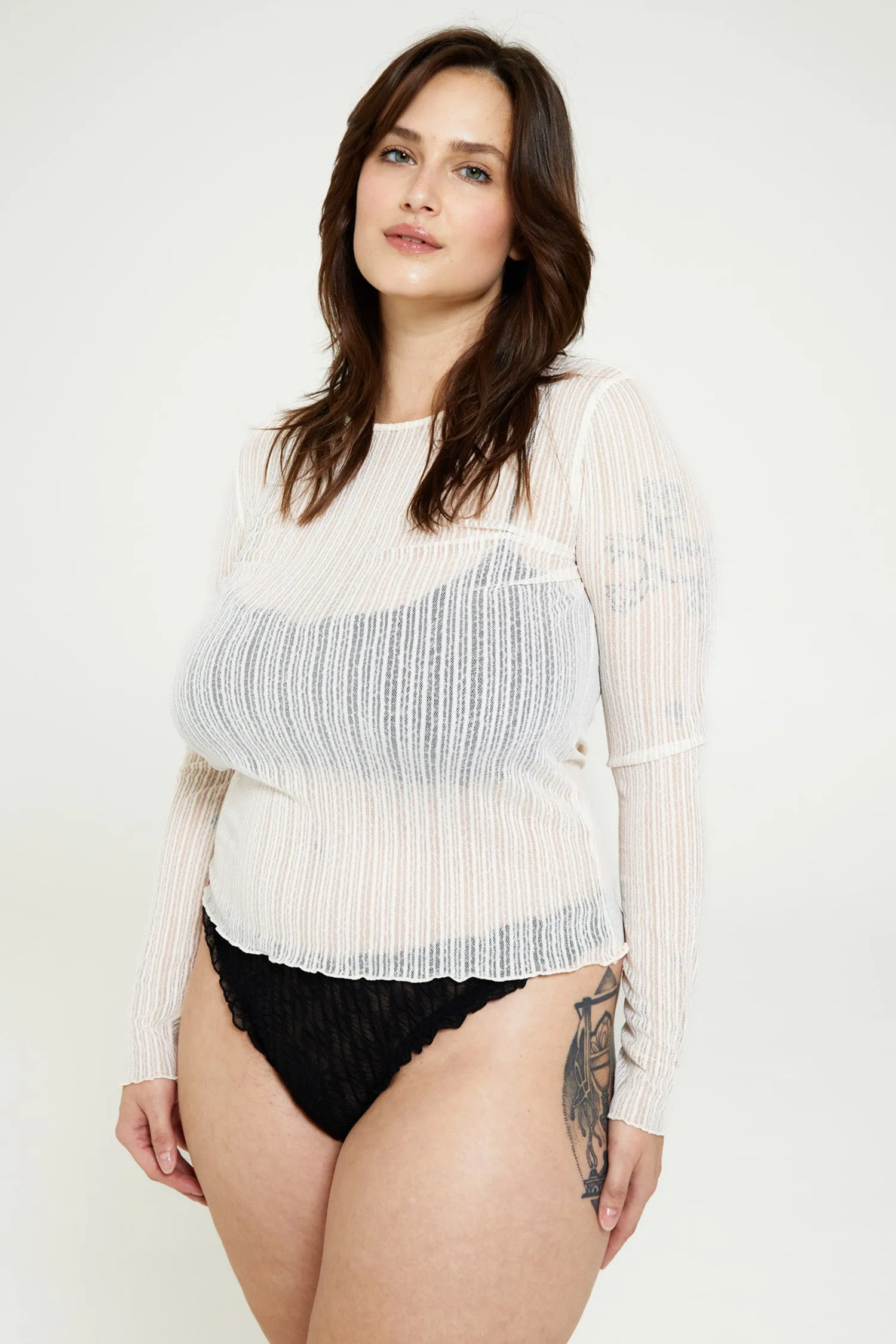 Ribbed Mesh Crew Long Sleeve sold by FIND ME NOW product image thumbnail 2