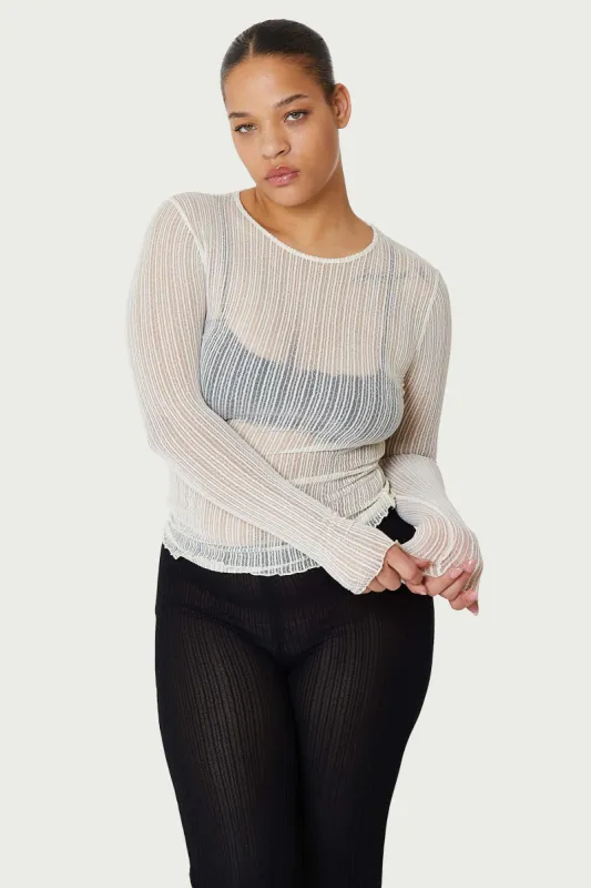 Ribbed Mesh Crew Long Sleeve sold by FIND ME NOW