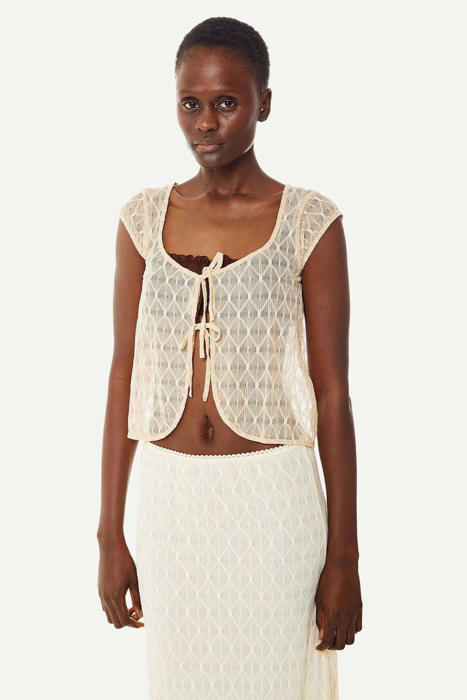 Geo Lace Tie Front Top sold by FIND ME NOW