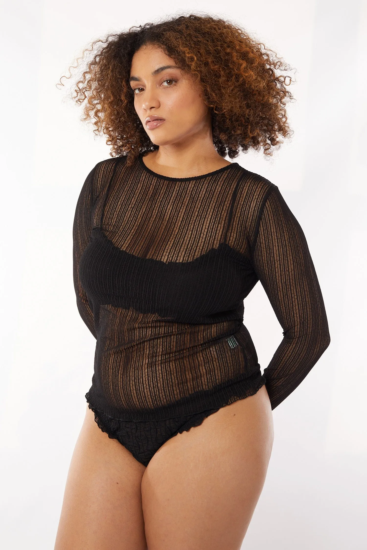 Ribbed Mesh Crew Long Sleeve sold by FIND ME NOW product image thumbnail 3