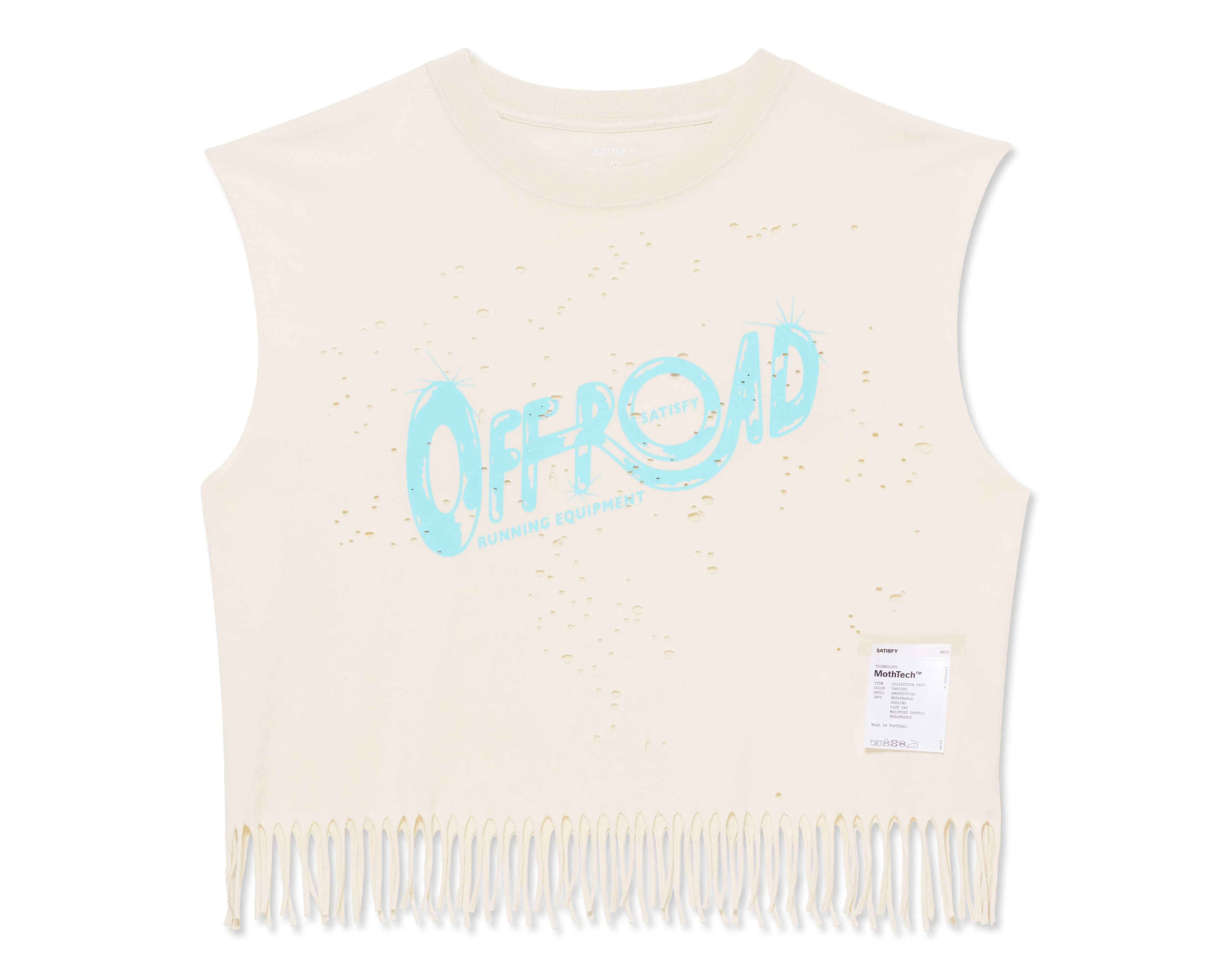 MothTech™ Cropped Fringed Muscle Tee sold by Satisfy Running