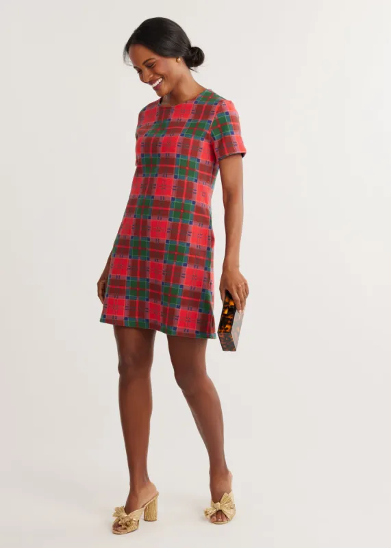 Annette Mini Dress in Vello Fleece (Holiday Tartan) sold by Dudley Stephens