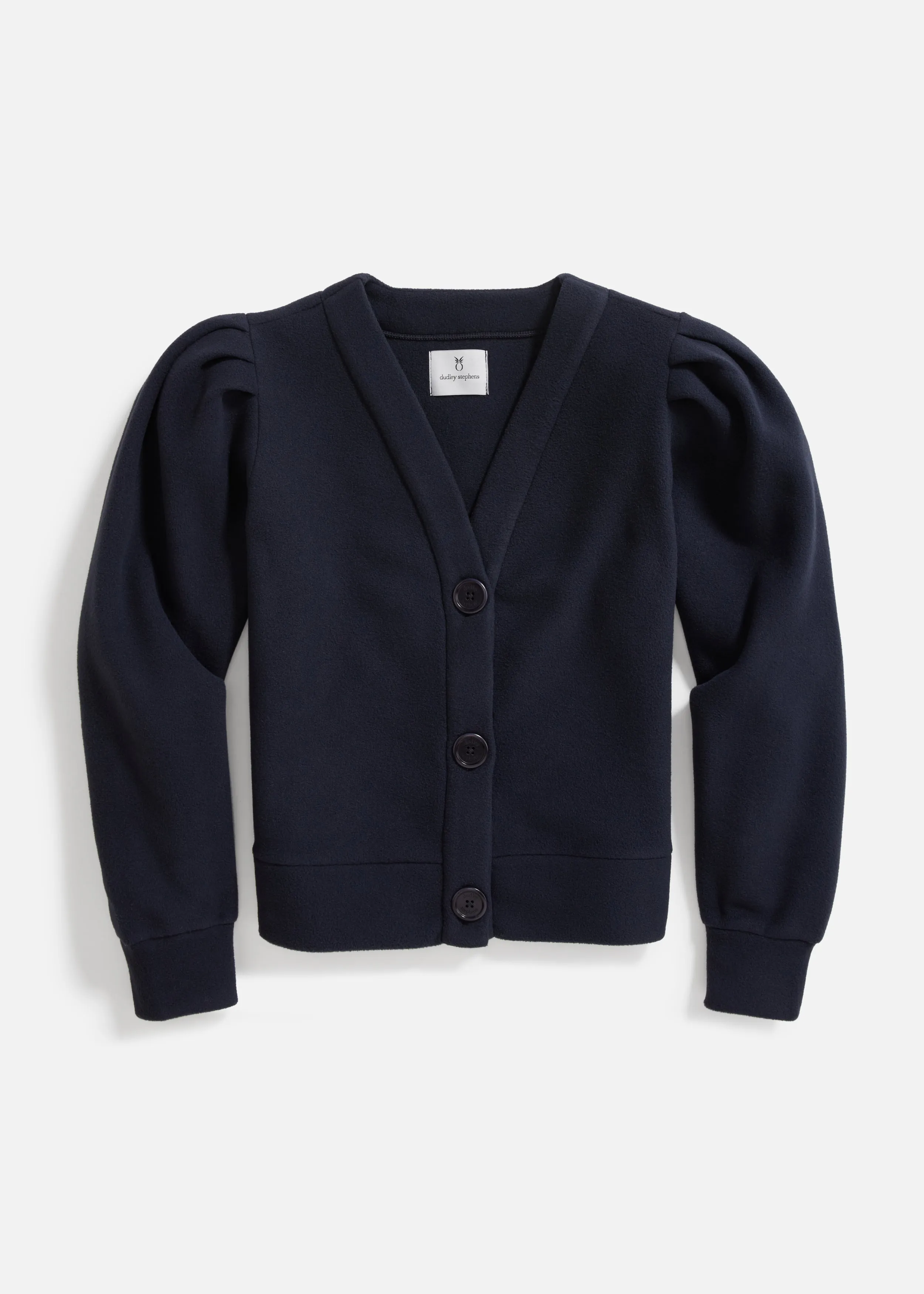 Kelly Puff Sleeve Cardigan in Vello Fleece (Navy) sold by Dudley Stephens product image thumbnail 5