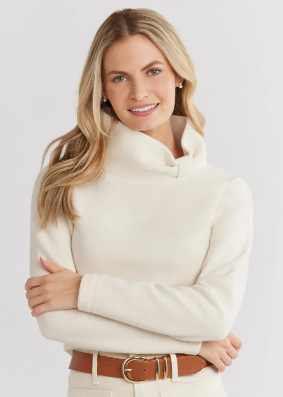 Juliet Turtleneck in Vello Fleece (Cream) sold by Dudley Stephens