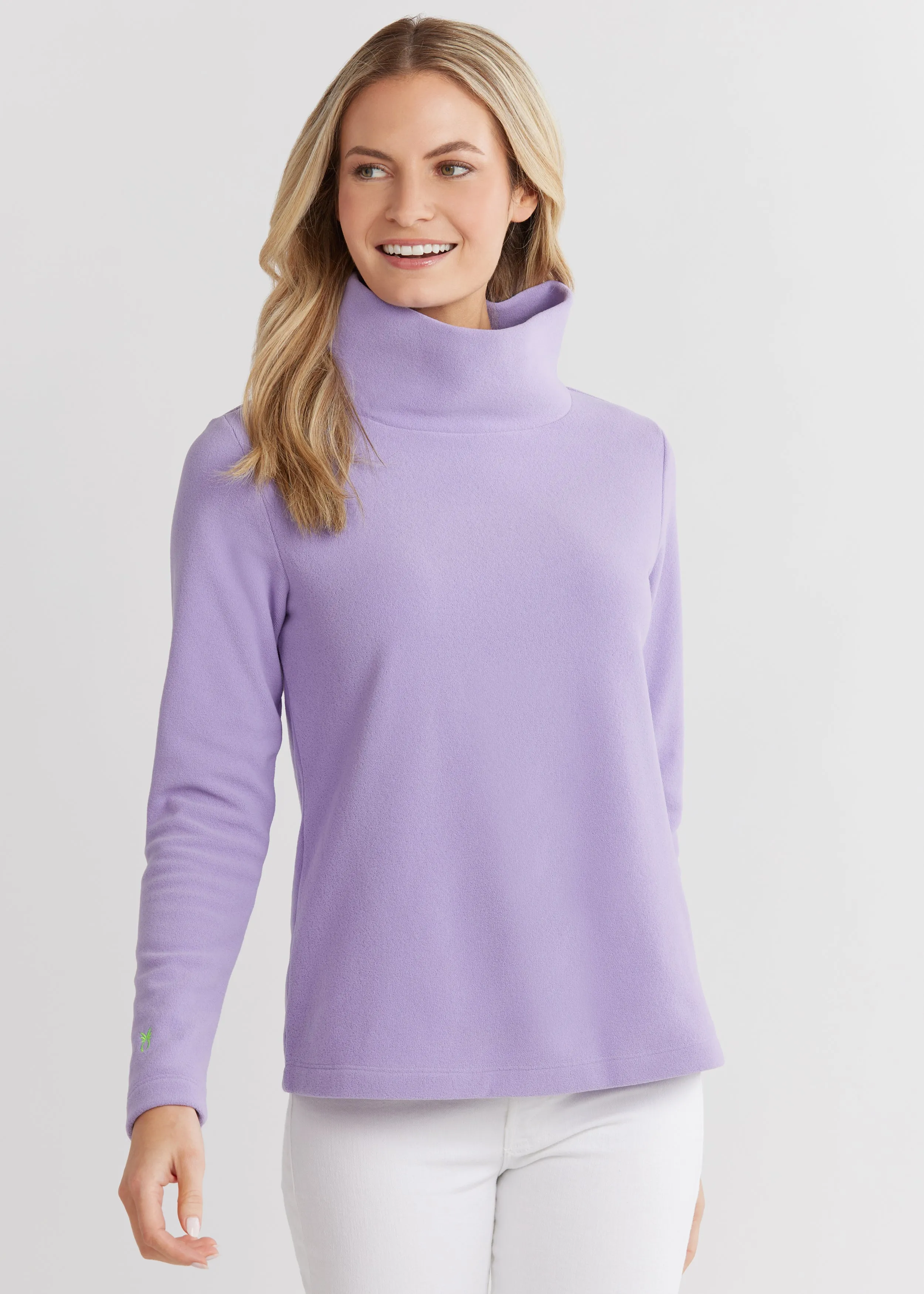 Greenpoint Turtleneck in Terry Fleece (Violet) sold by Dudley Stephens