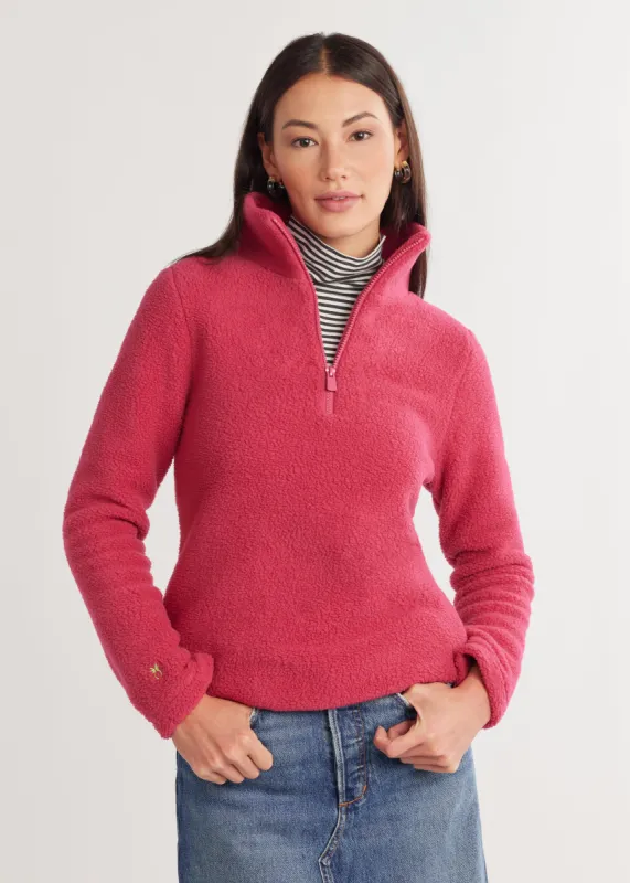 Kaki Pullover in Sherpa Fleece (Berry) sold by Dudley Stephens