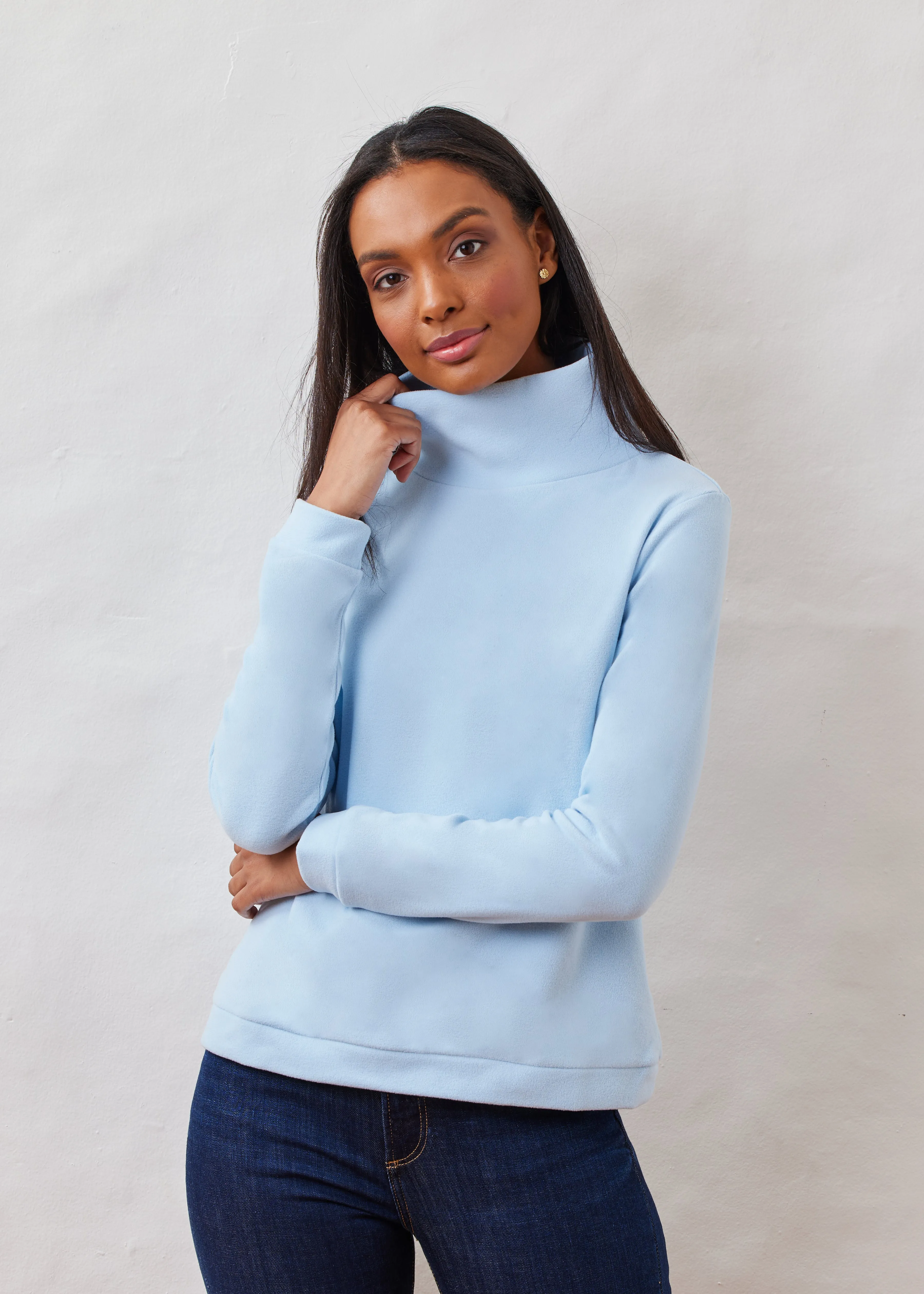 Park Slope Turtleneck in Terry Fleece (Ice Blue) sold by Dudley Stephens product image thumbnail 2