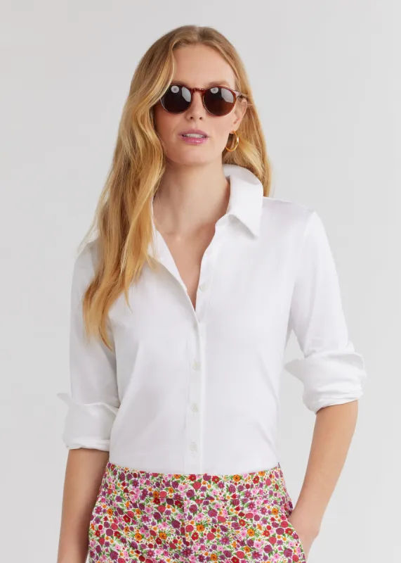 Beaufort Button Down in Repreve® Stretch (White) sold by Dudley Stephens