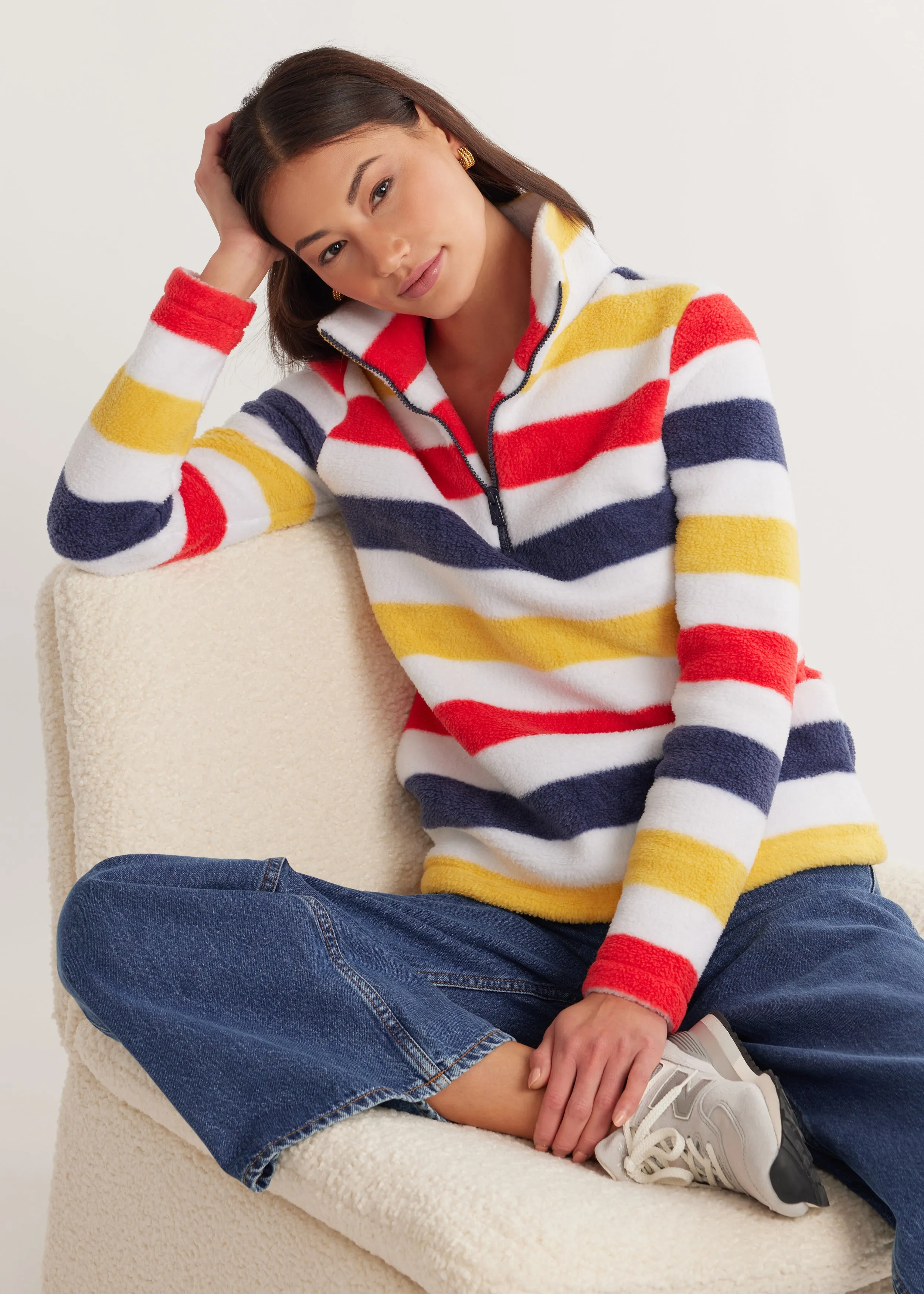 Kaki Pullover in Sherpa Fleece (Camp Stripe) sold by Dudley Stephens product image thumbnail 3