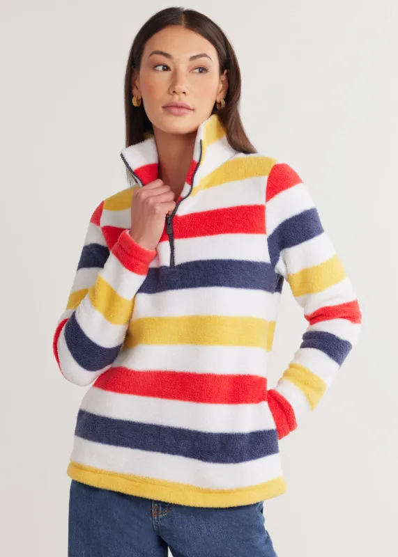 Kaki Pullover in Sherpa Fleece (Camp Stripe) sold by Dudley Stephens