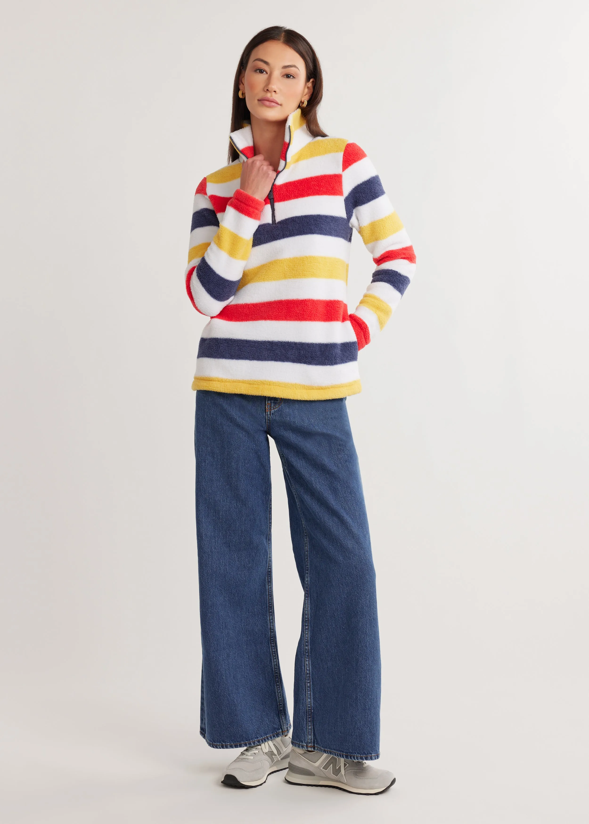 Kaki Pullover in Sherpa Fleece (Camp Stripe) sold by Dudley Stephens product image thumbnail 2