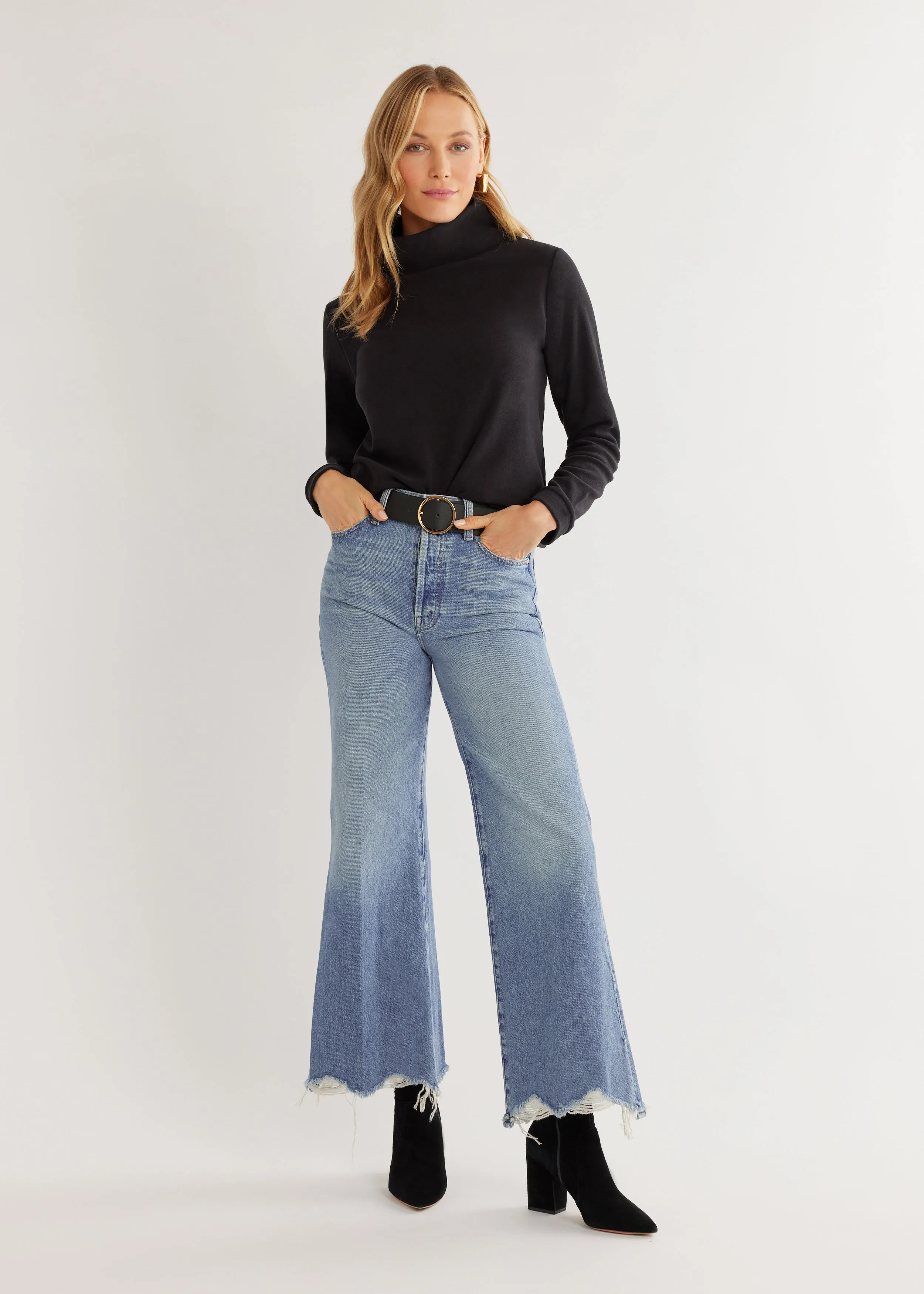 Park Slope Turtleneck in Terry Fleece (Black) sold by Dudley Stephens product image thumbnail 2