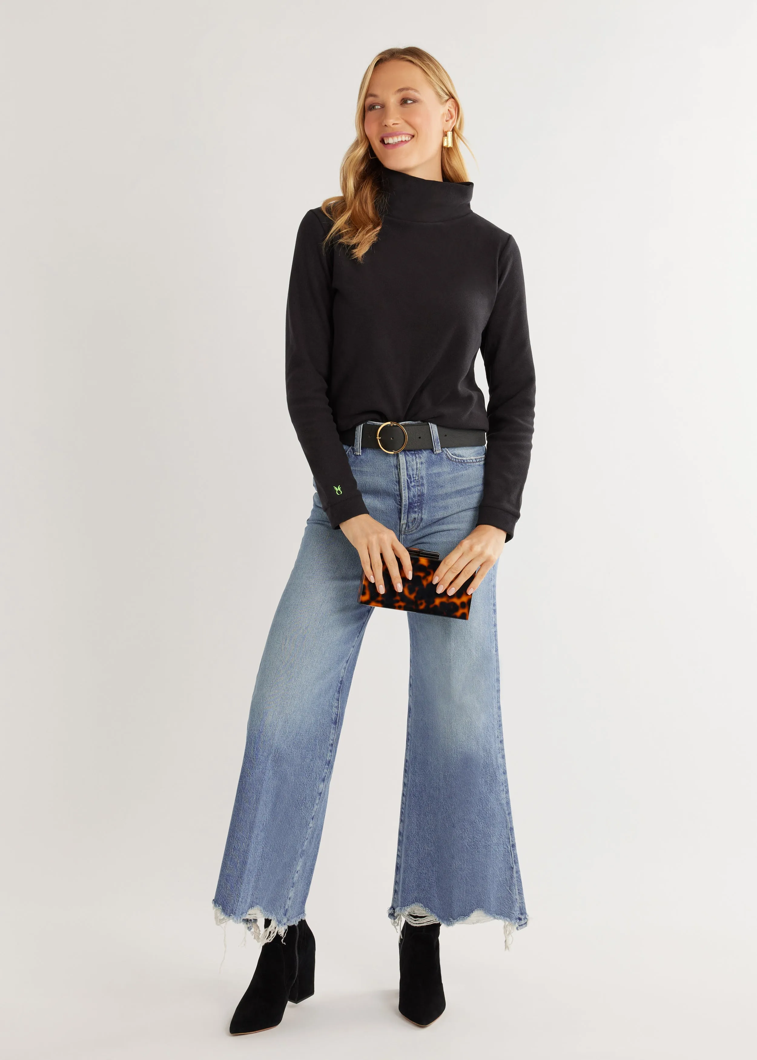 Park Slope Turtleneck in Terry Fleece (Black) sold by Dudley Stephens product image thumbnail 4