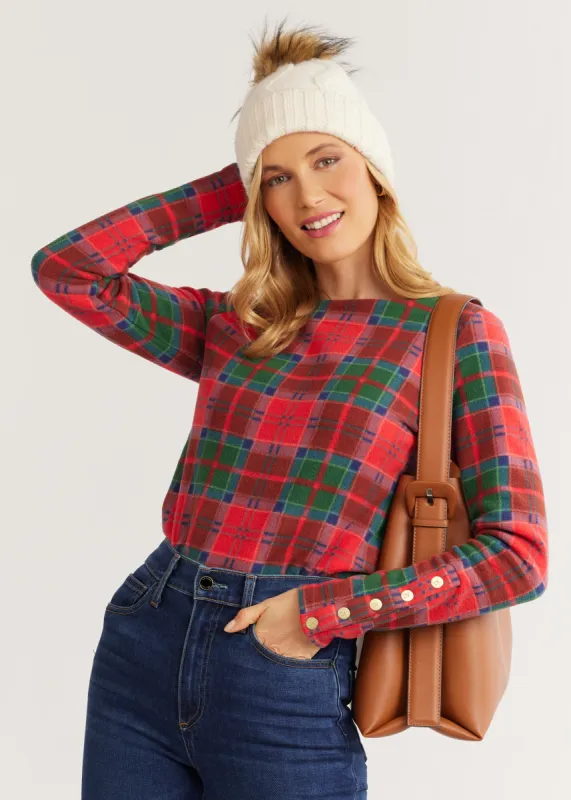 Sun Valley Snap Tee in Vello Fleece (Holiday Tartan) sold by Dudley Stephens