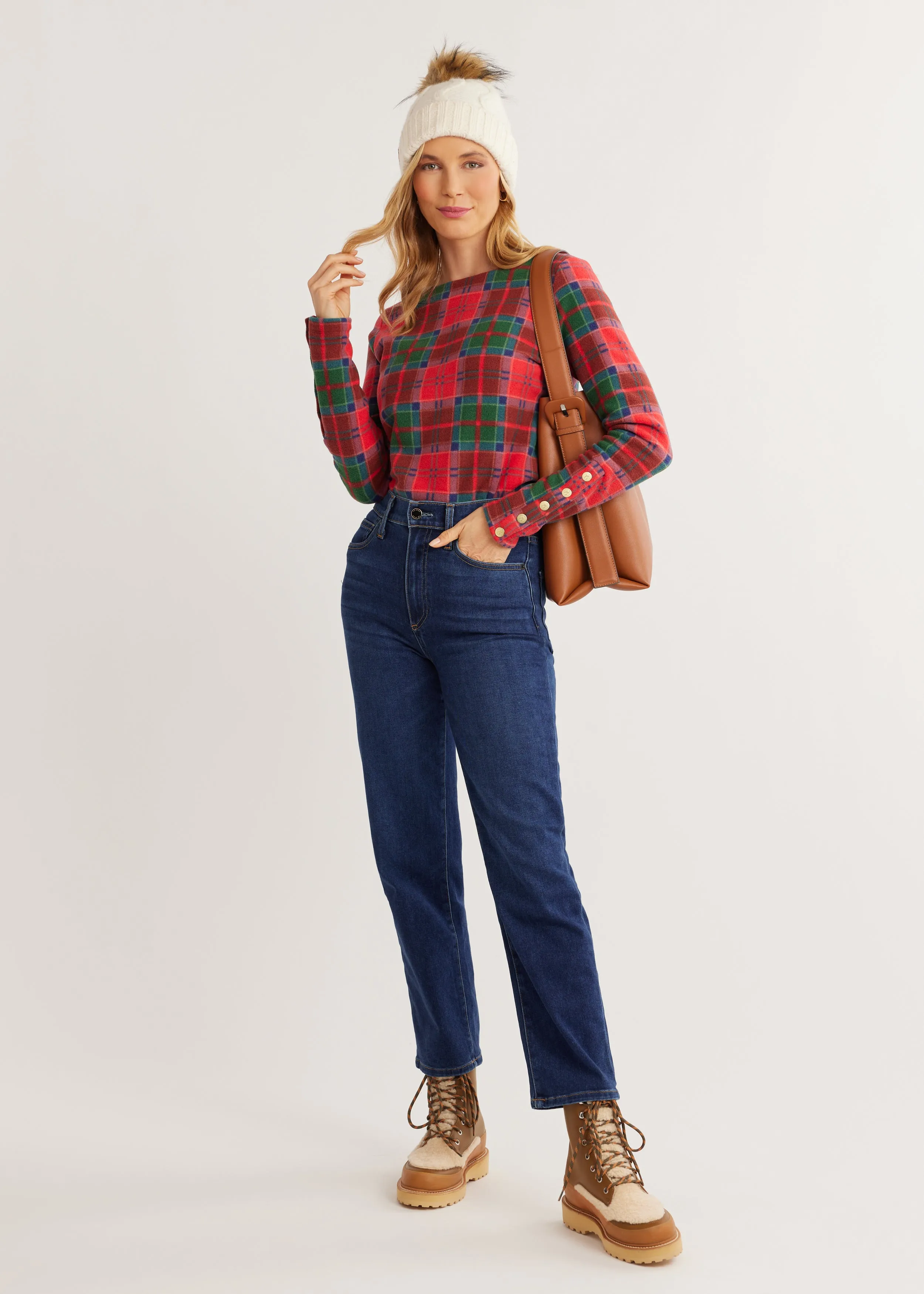 Sun Valley Snap Tee in Vello Fleece (Holiday Tartan) sold by Dudley Stephens product image thumbnail 2