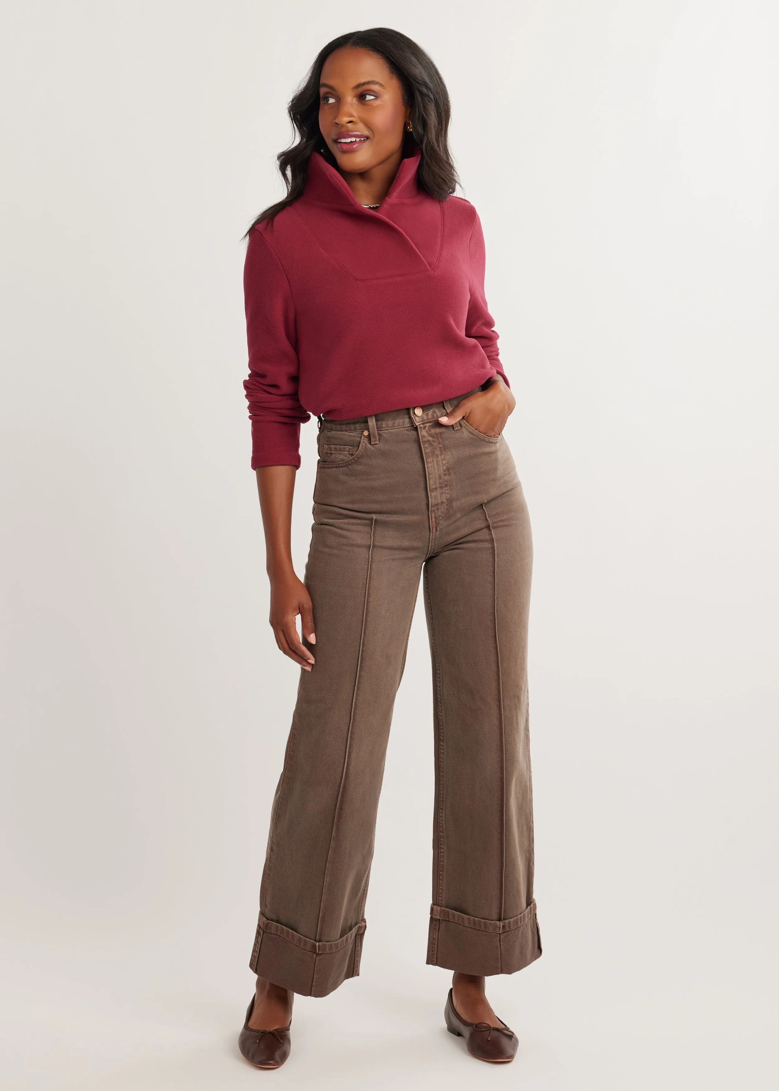 Sheffield Island Pullover in Vello Fleece (Burgundy) sold by Dudley Stephens product image thumbnail 2