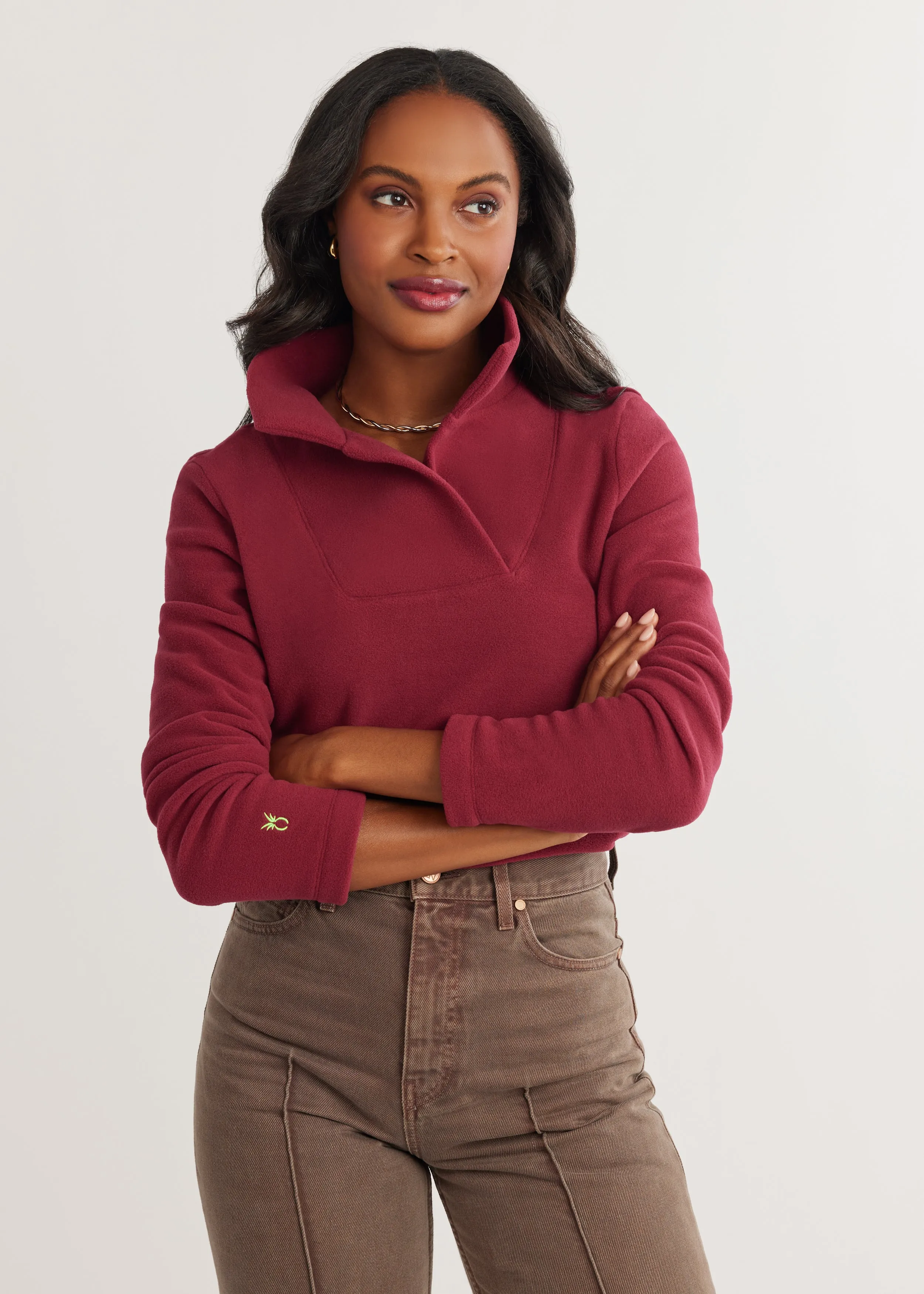 Sheffield Island Pullover in Vello Fleece (Burgundy) sold by Dudley Stephens