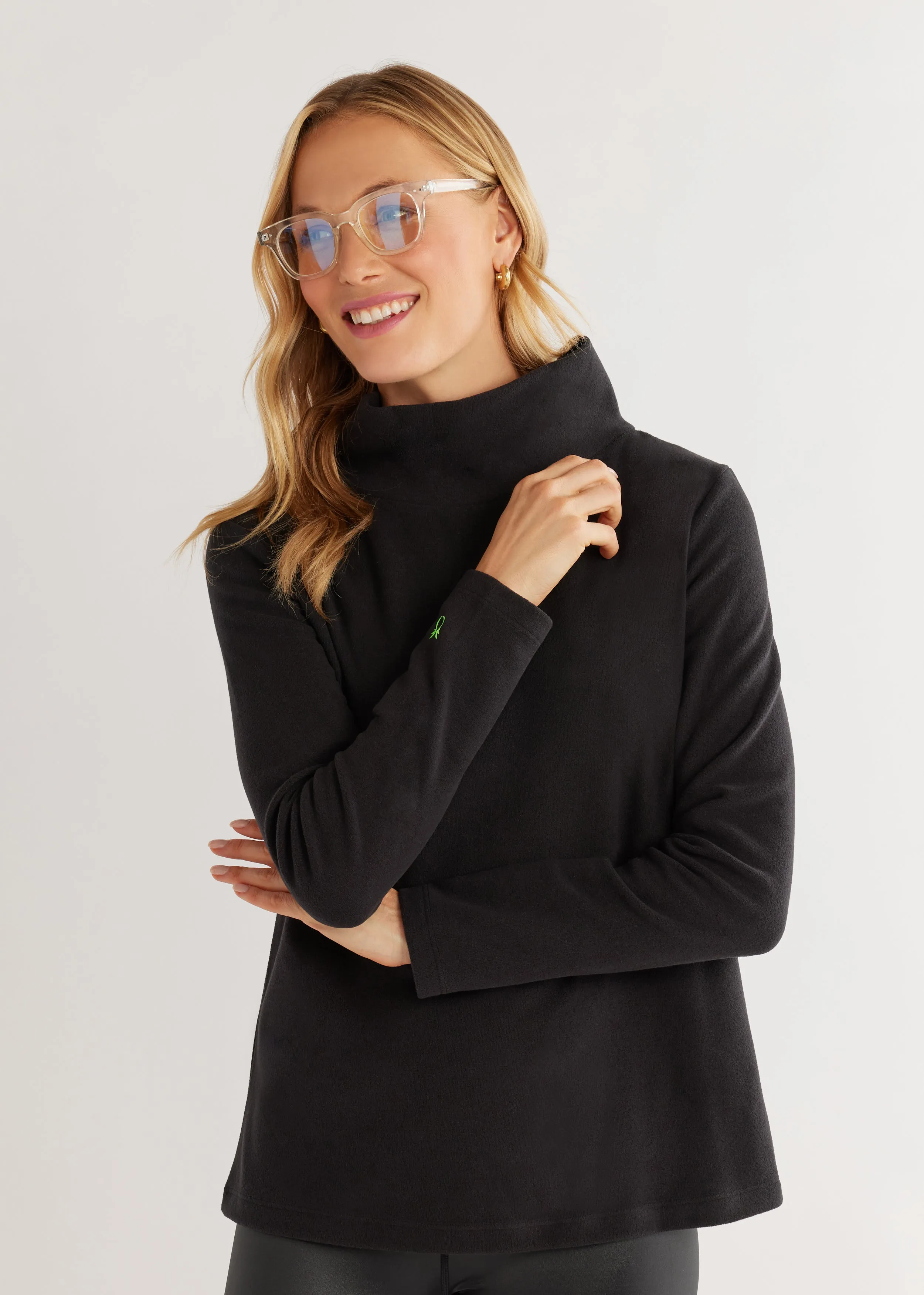 Greenpoint Turtleneck in Terry Fleece (Black) sold by Dudley Stephens