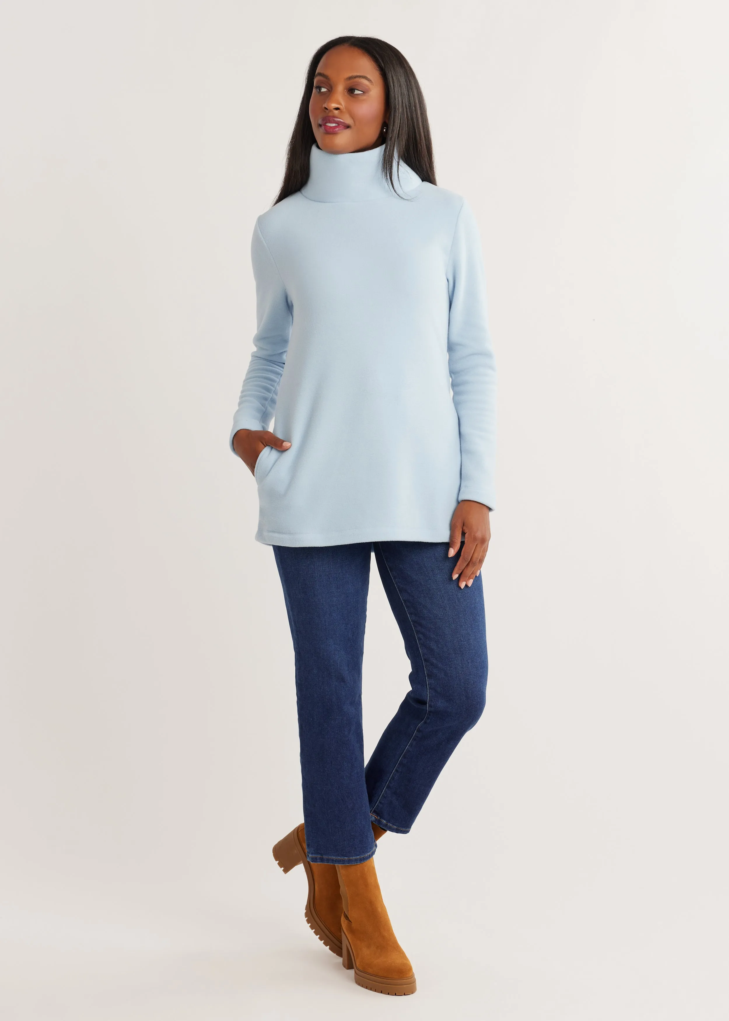 Cobble Hill Turtleneck in Vello Fleece (Ice Blue) sold by Dudley Stephens product image thumbnail 4