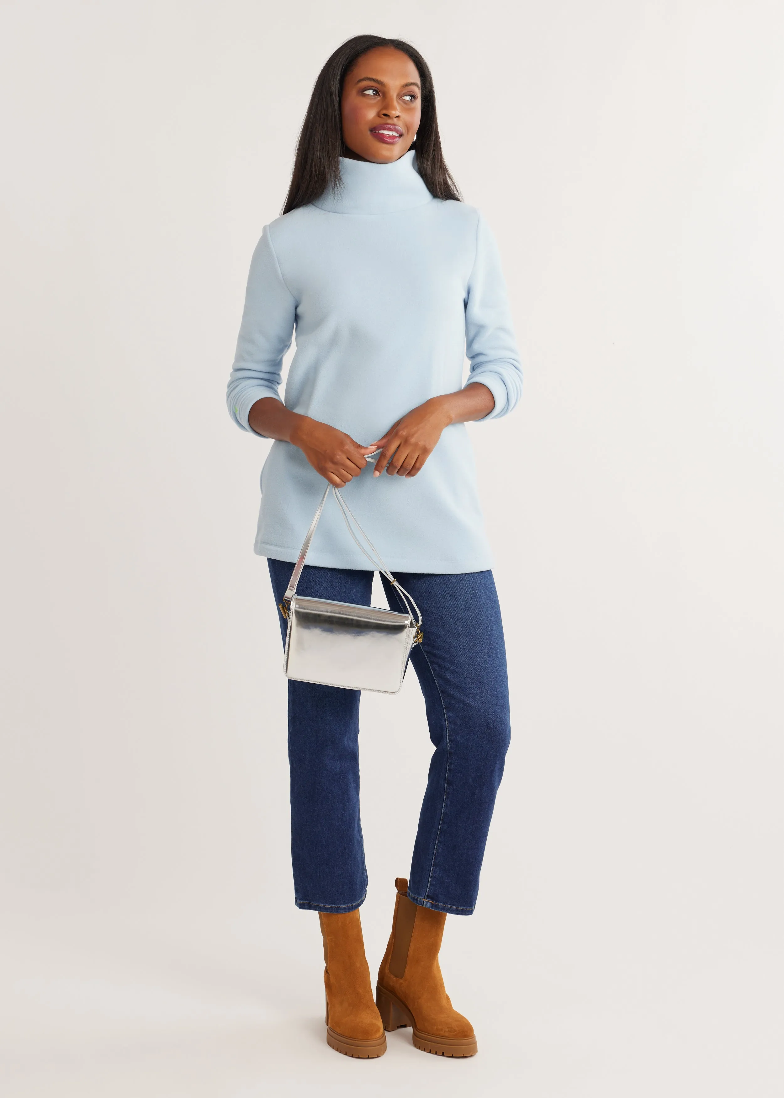 Cobble Hill Turtleneck in Vello Fleece (Ice Blue) sold by Dudley Stephens product image thumbnail 3