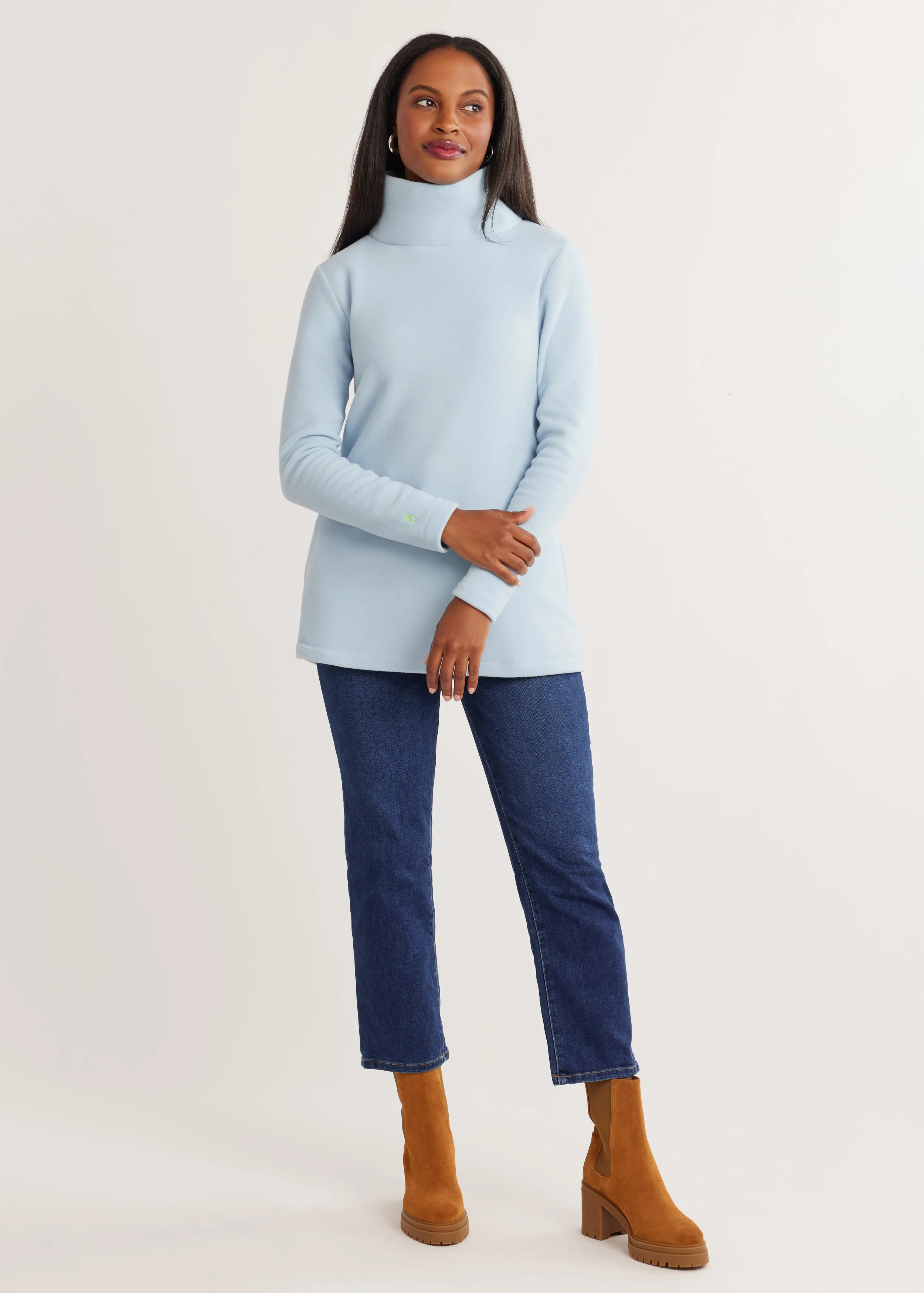 Cobble Hill Turtleneck in Vello Fleece (Ice Blue) sold by Dudley Stephens product image thumbnail 2