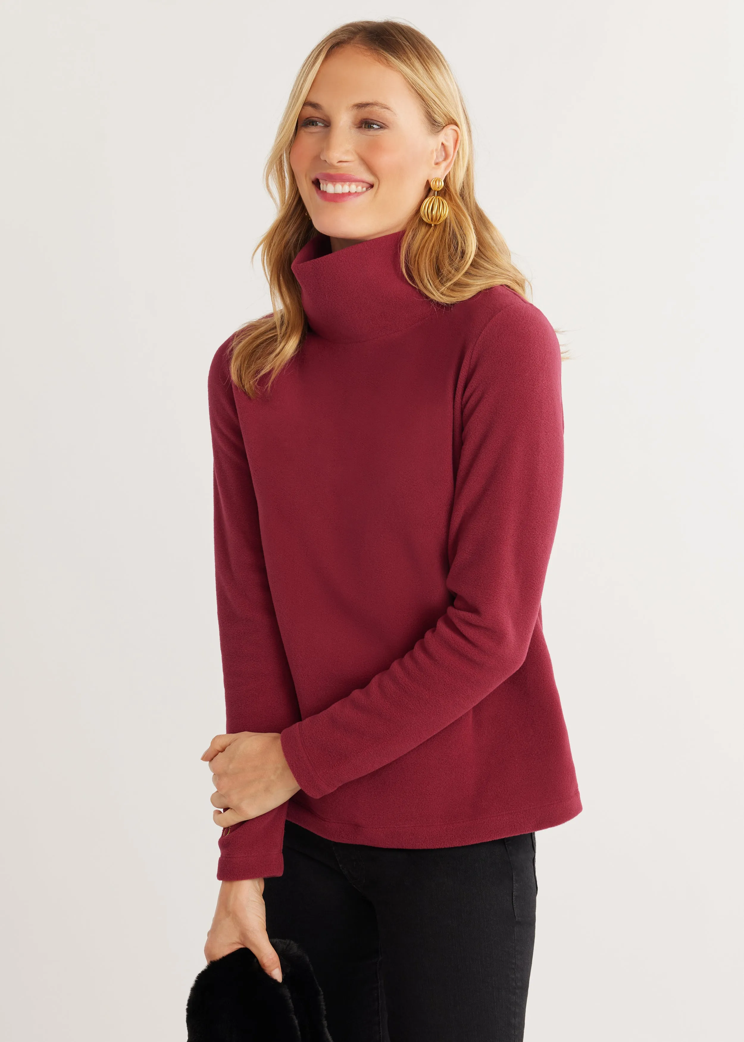 Greenpoint Turtleneck in Vello Fleece (Burgundy) sold by Dudley Stephens