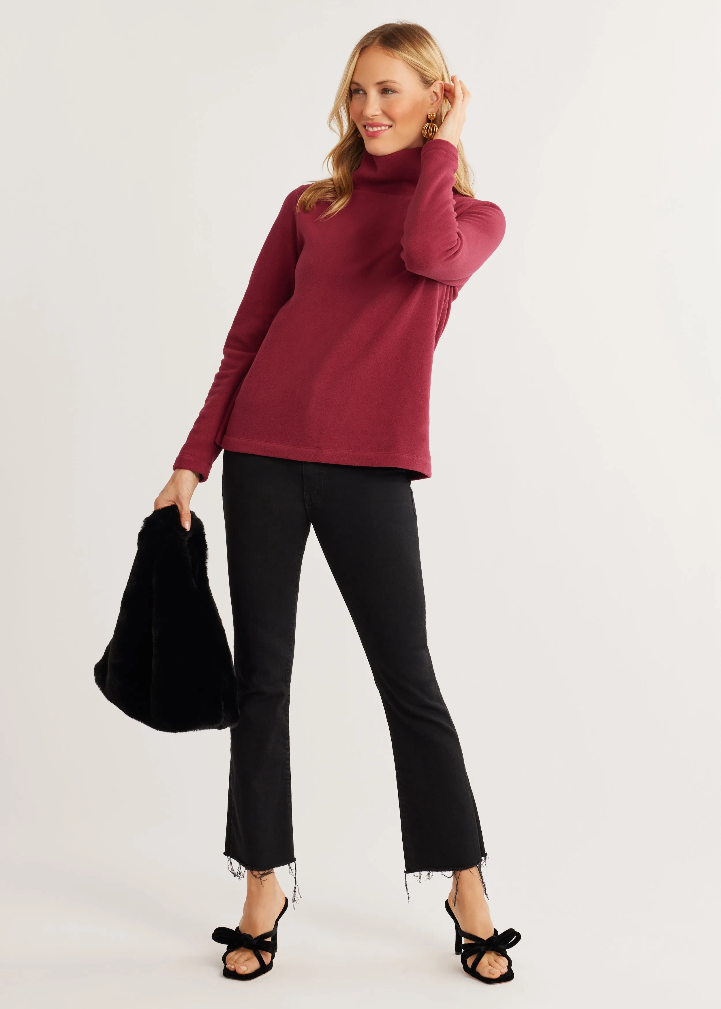 Greenpoint Turtleneck in Vello Fleece (Burgundy) sold by Dudley Stephens product image thumbnail 3