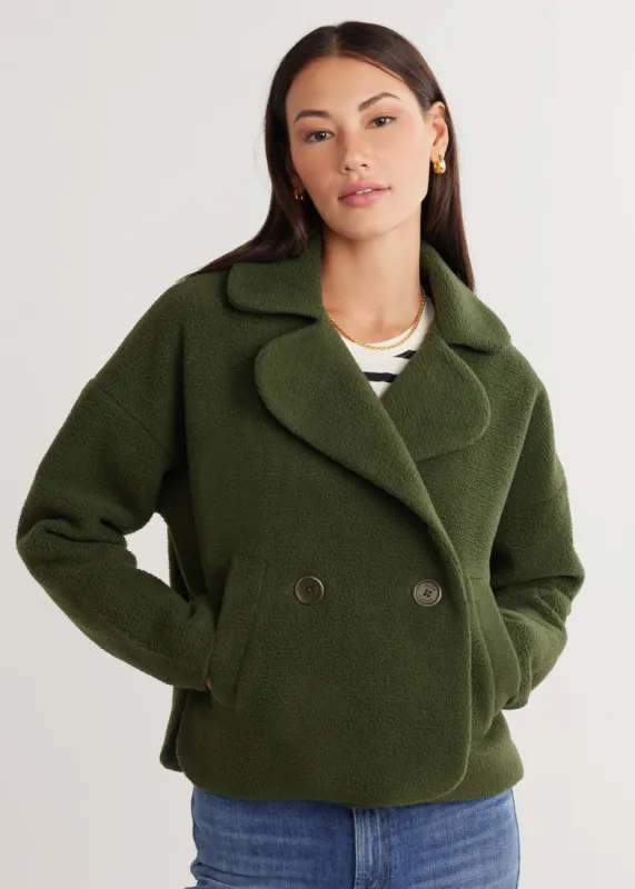 Chalet Coat in Sherpa Fleece (Spruce) sold by Dudley Stephens